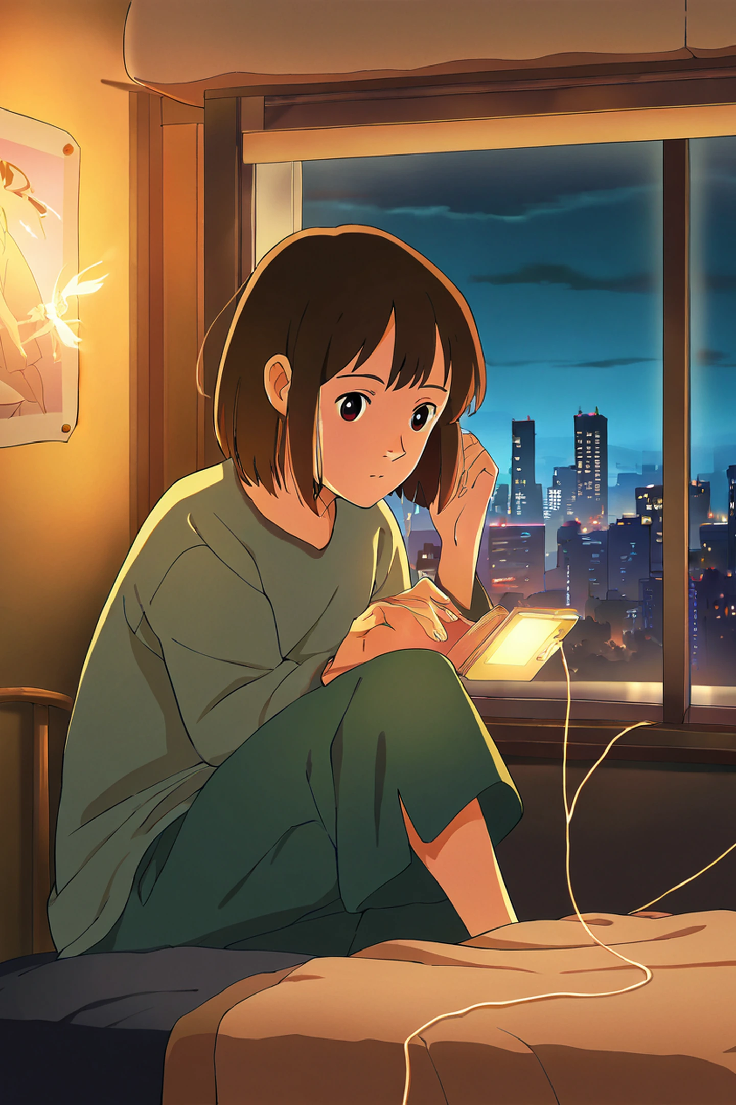 Bedroom Window Night lofi wallpaper