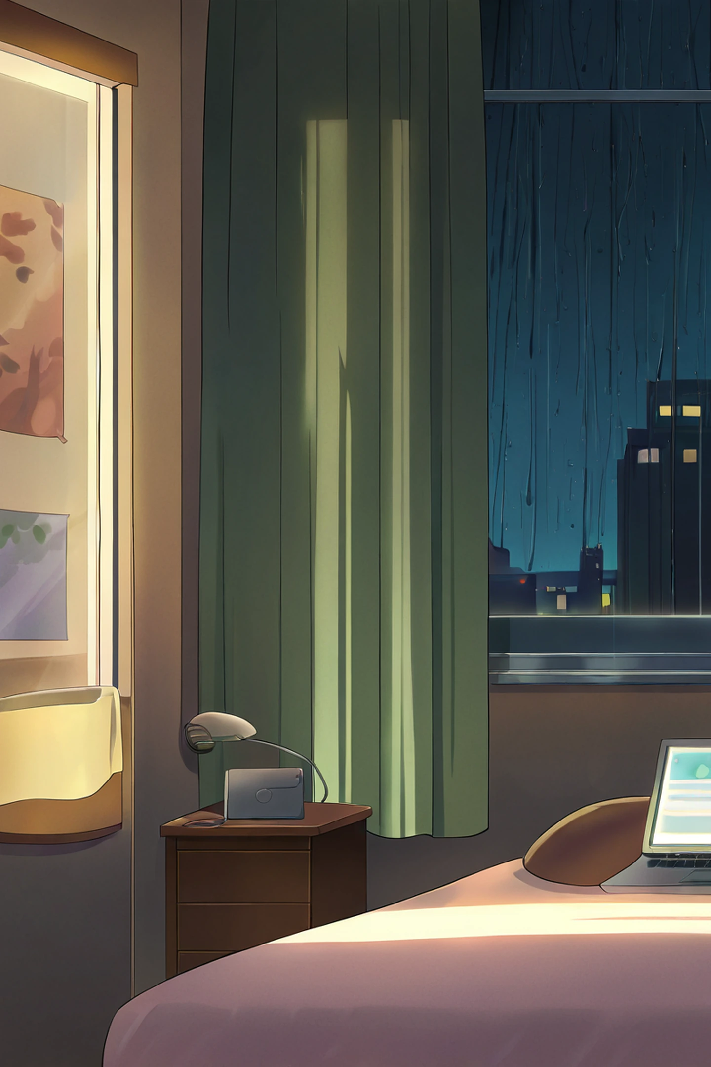 Bedroom Window Night lofi wallpaper