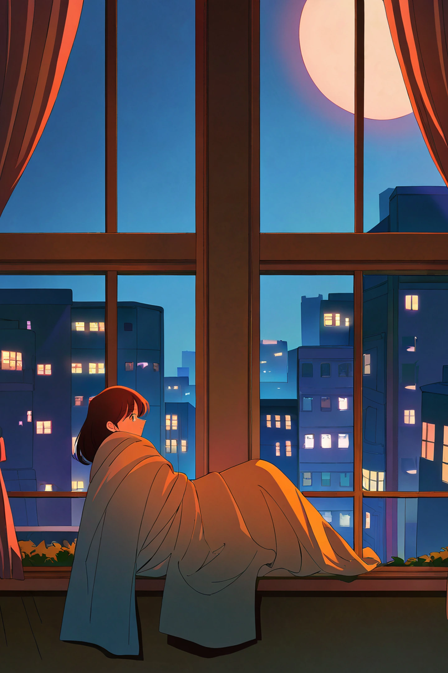 Bedroom Window Night lofi wallpaper