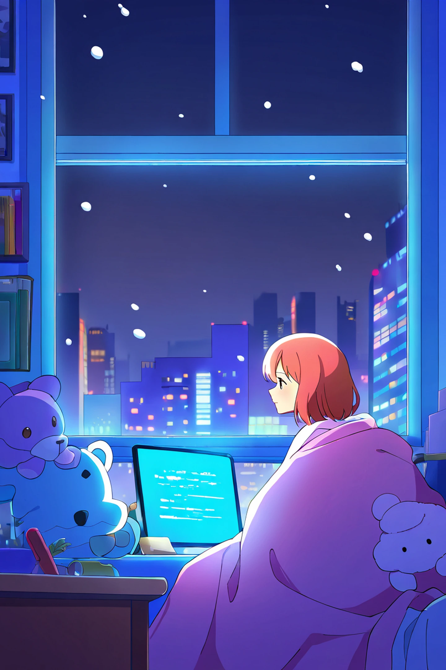 Bedroom Window Night lofi wallpaper