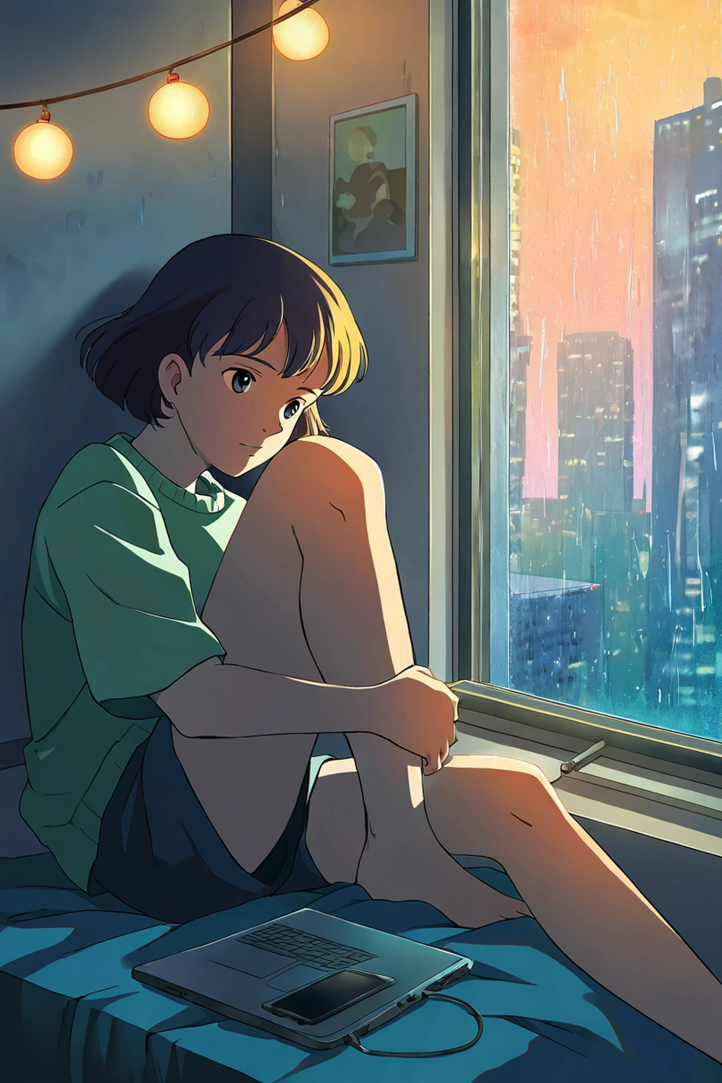 Bedroom Window Night lofi wallpaper