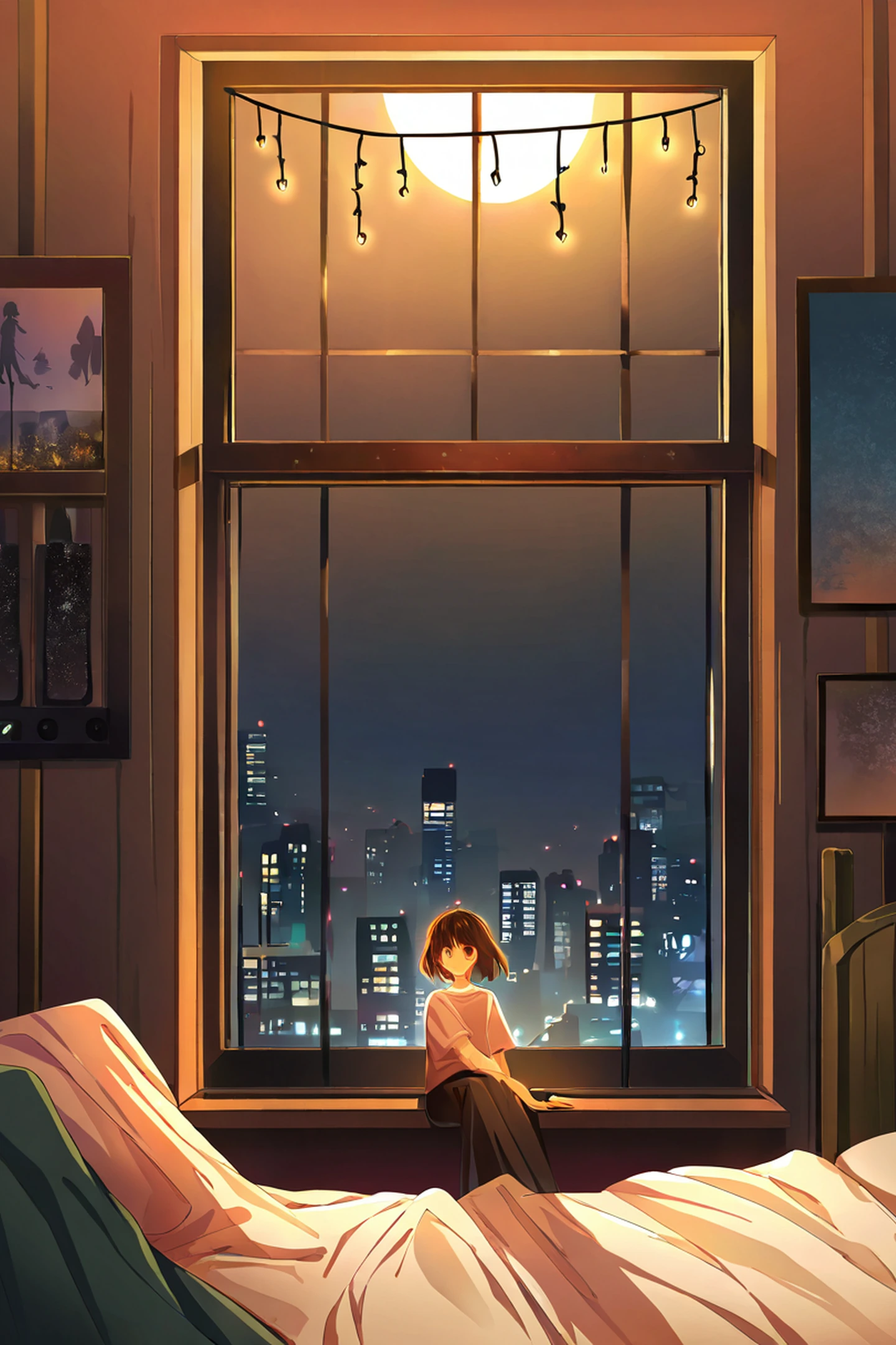 Bedroom Window Night lofi wallpaper