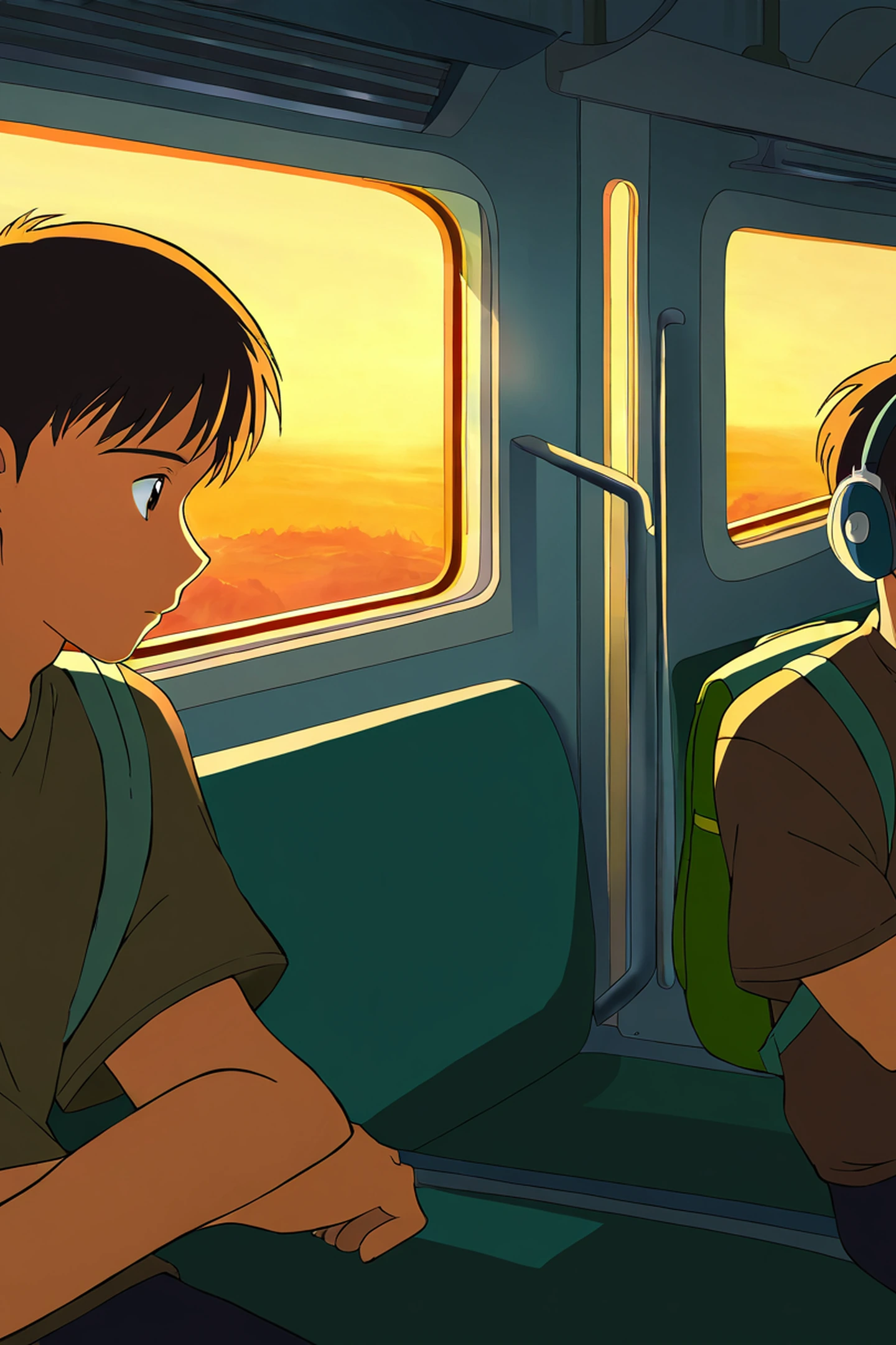Boy Train Headphones lofi wallpaper