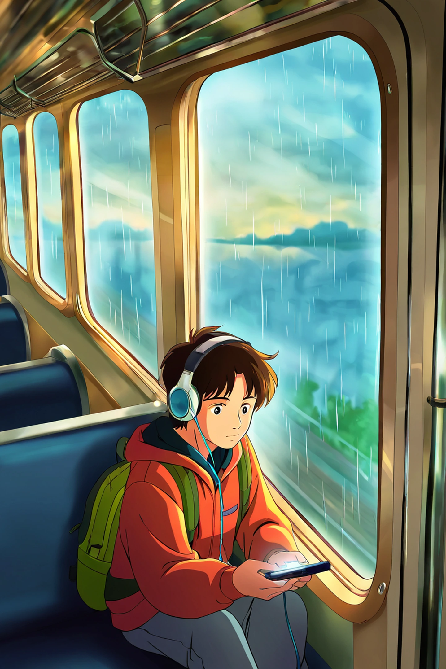 Boy Train Headphones lofi wallpaper