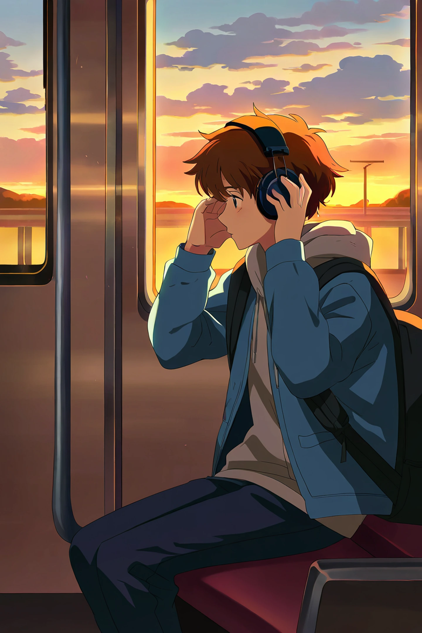 Boy Train Headphones lofi wallpaper