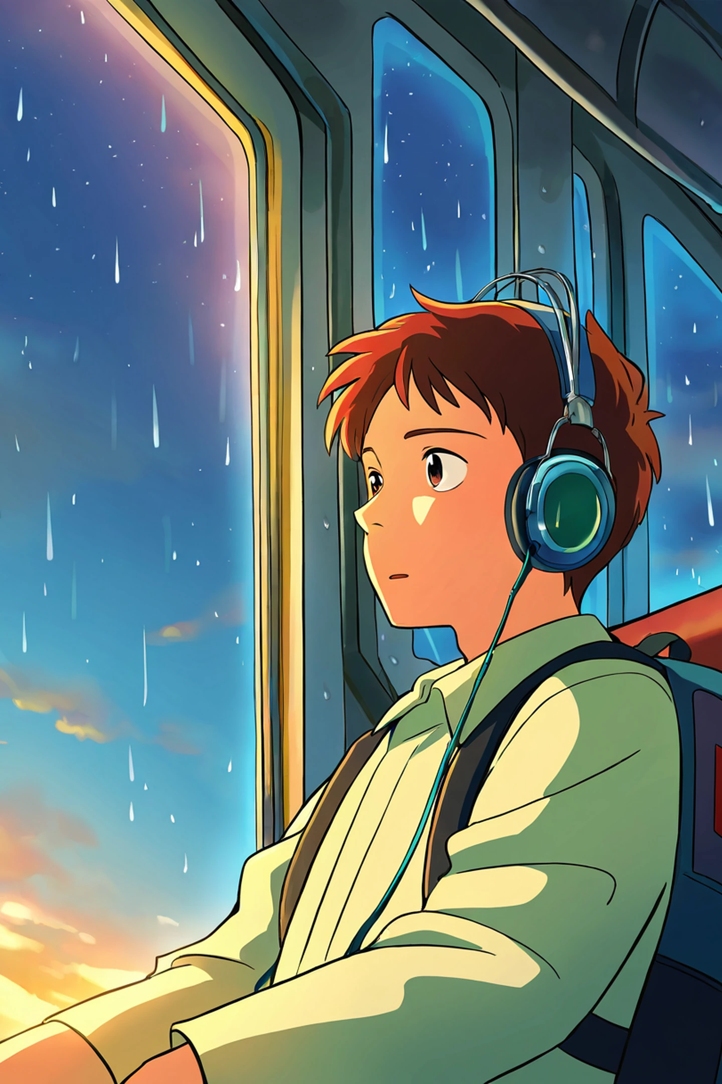 Boy Train Headphones lofi wallpaper