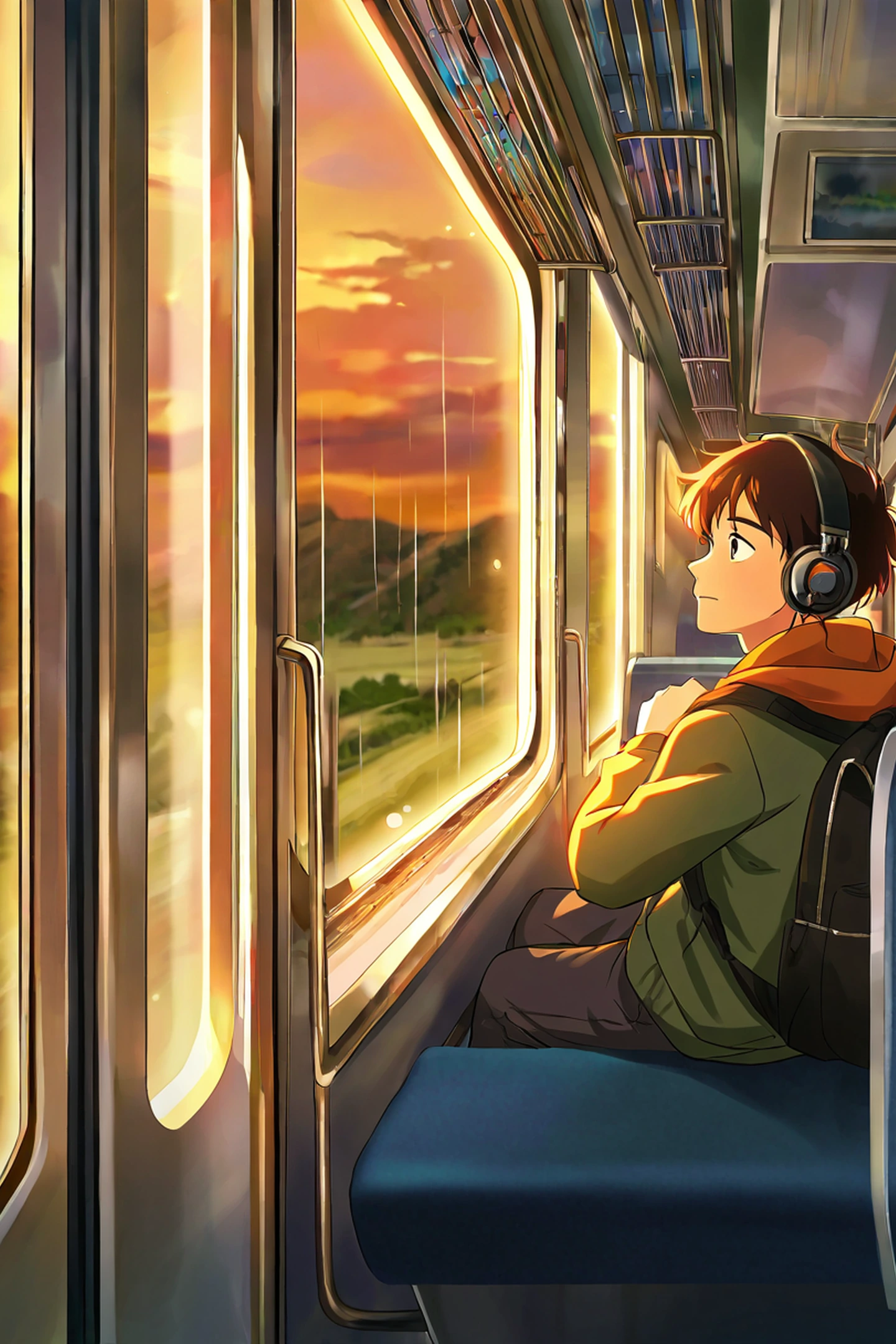Boy Train Headphones lofi wallpaper