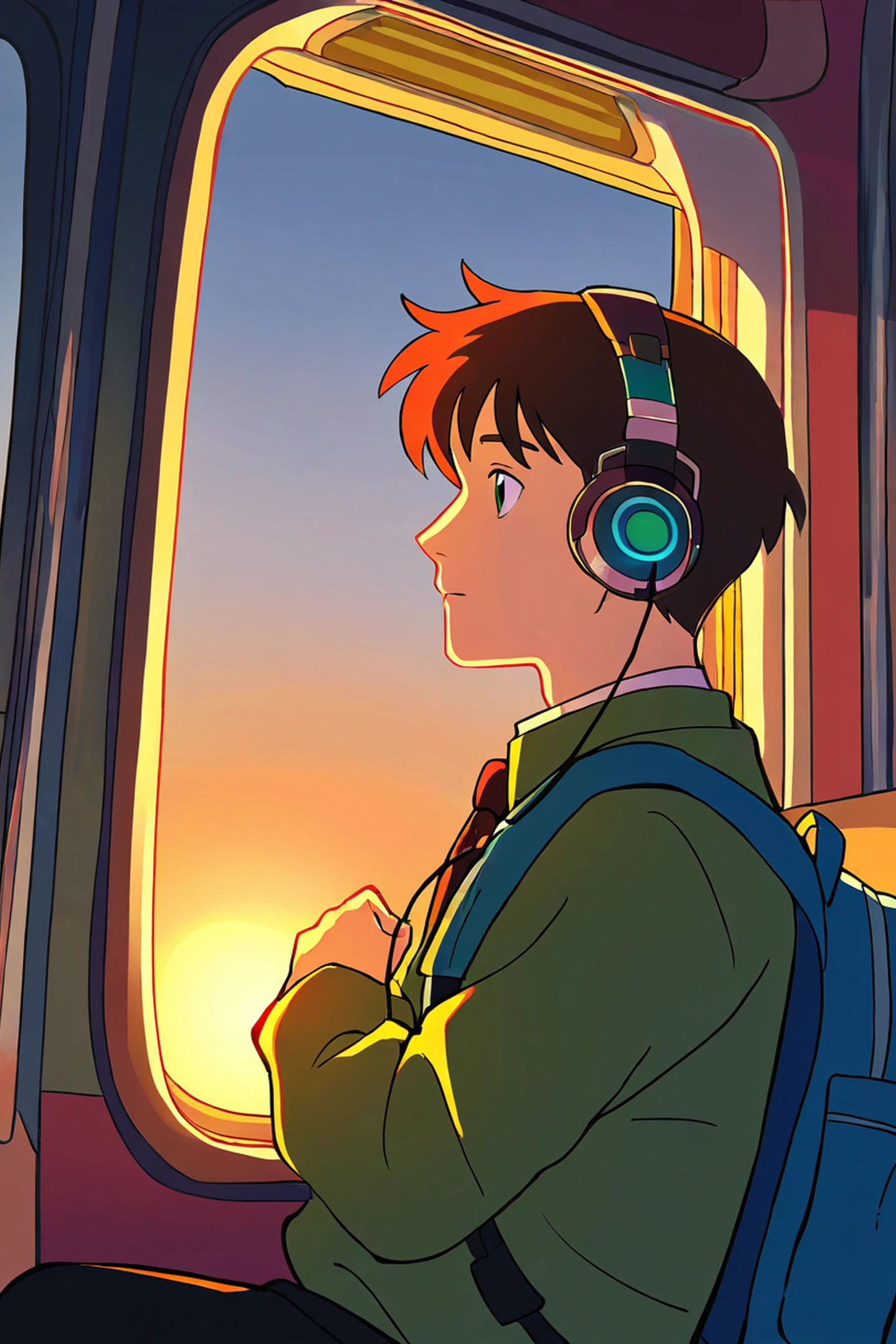 Boy Train Headphones lofi wallpaper