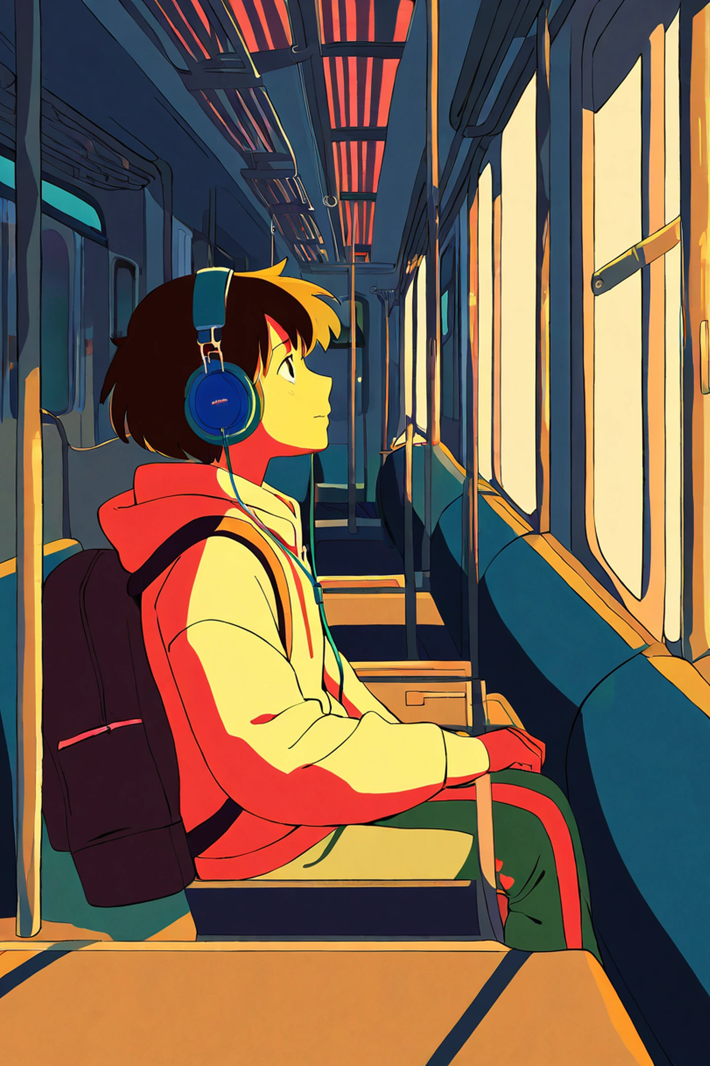 Boy Train Headphones lofi wallpaper
