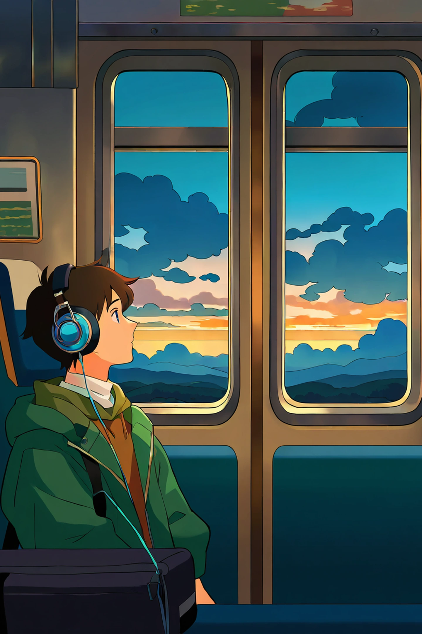 Boy Train Headphones lofi wallpaper