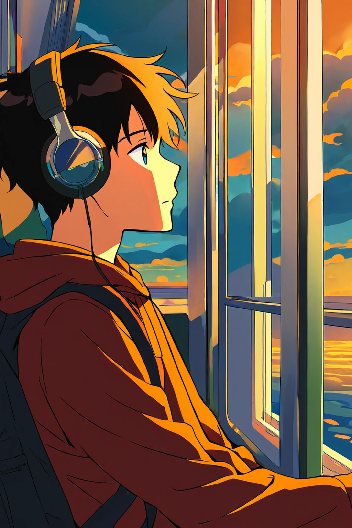 Boy Train Headphones lofi wallpaper
