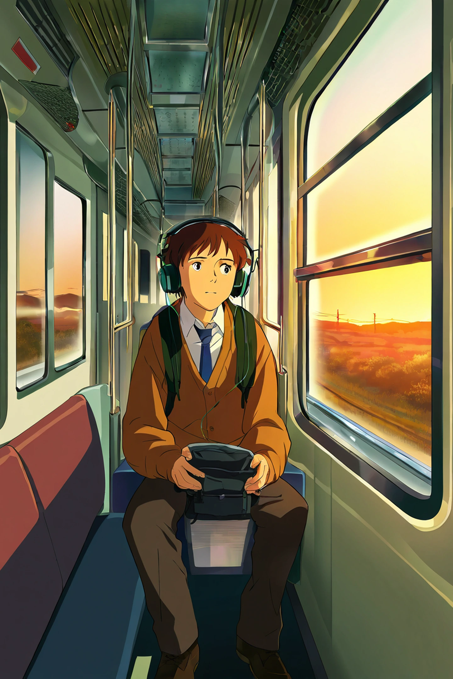 Boy Train Headphones lofi wallpaper