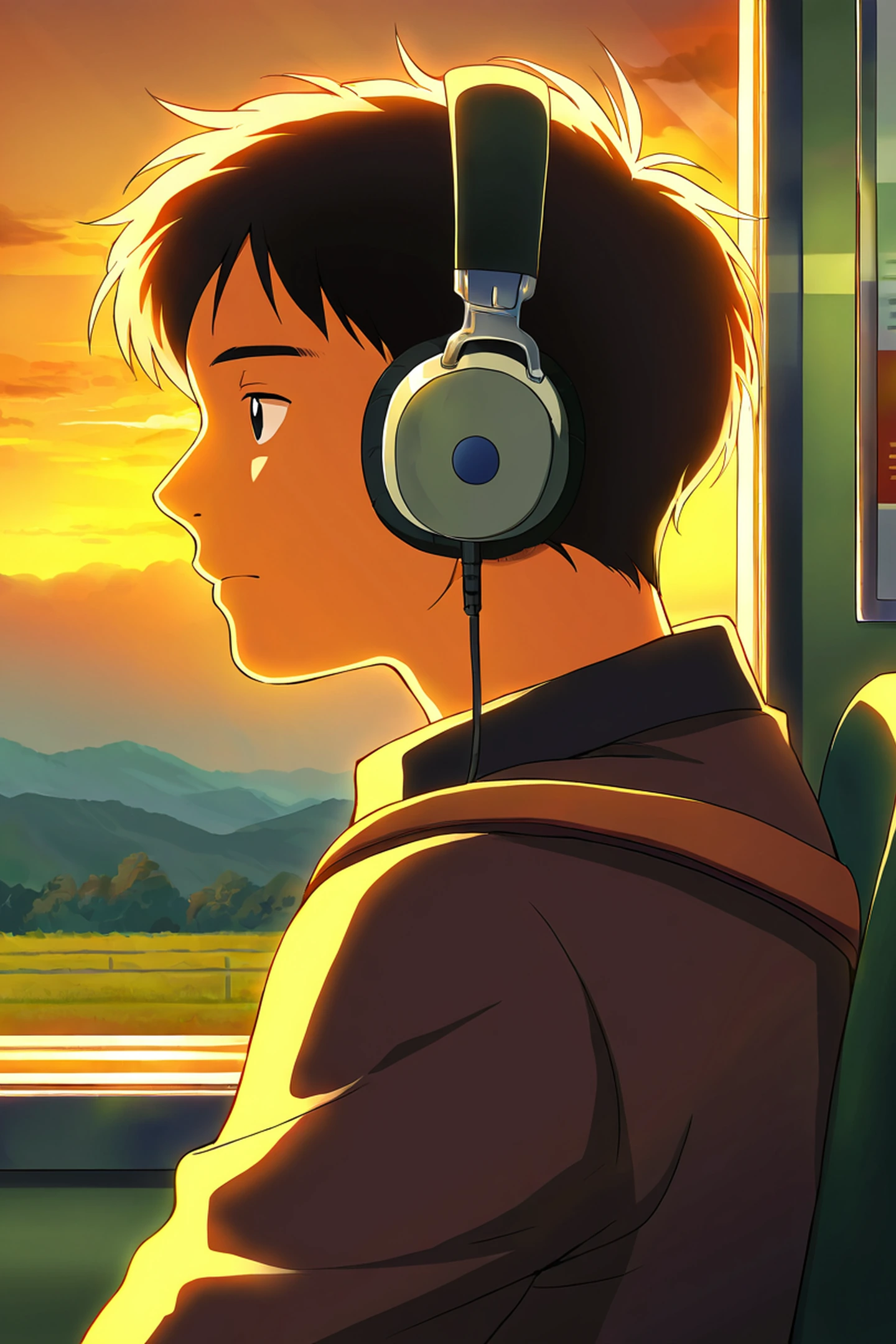 Boy Train Headphones lofi wallpaper