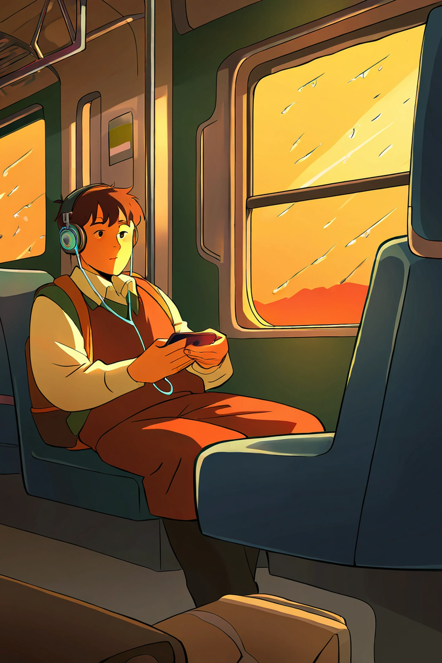 Boy Train Headphones lofi wallpaper