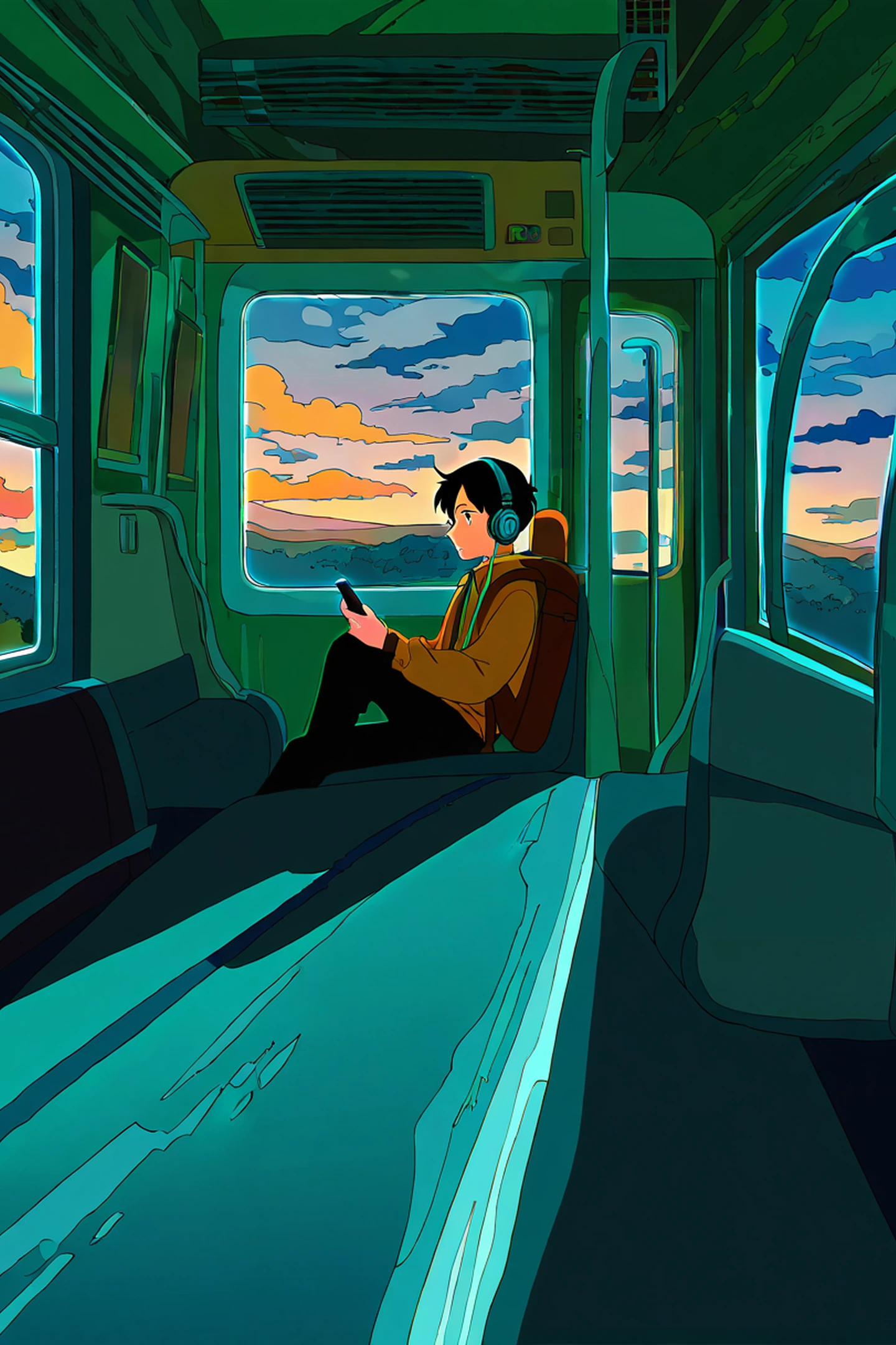 Boy Train Headphones lofi wallpaper