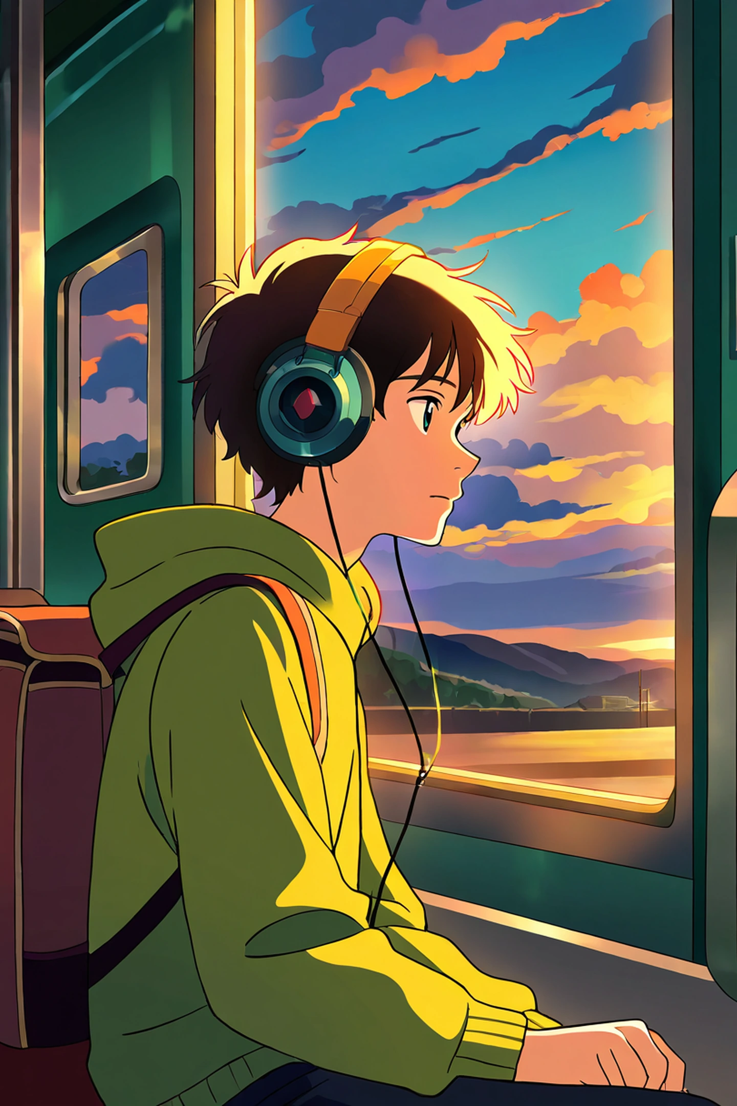 Boy Train Headphones lofi wallpaper