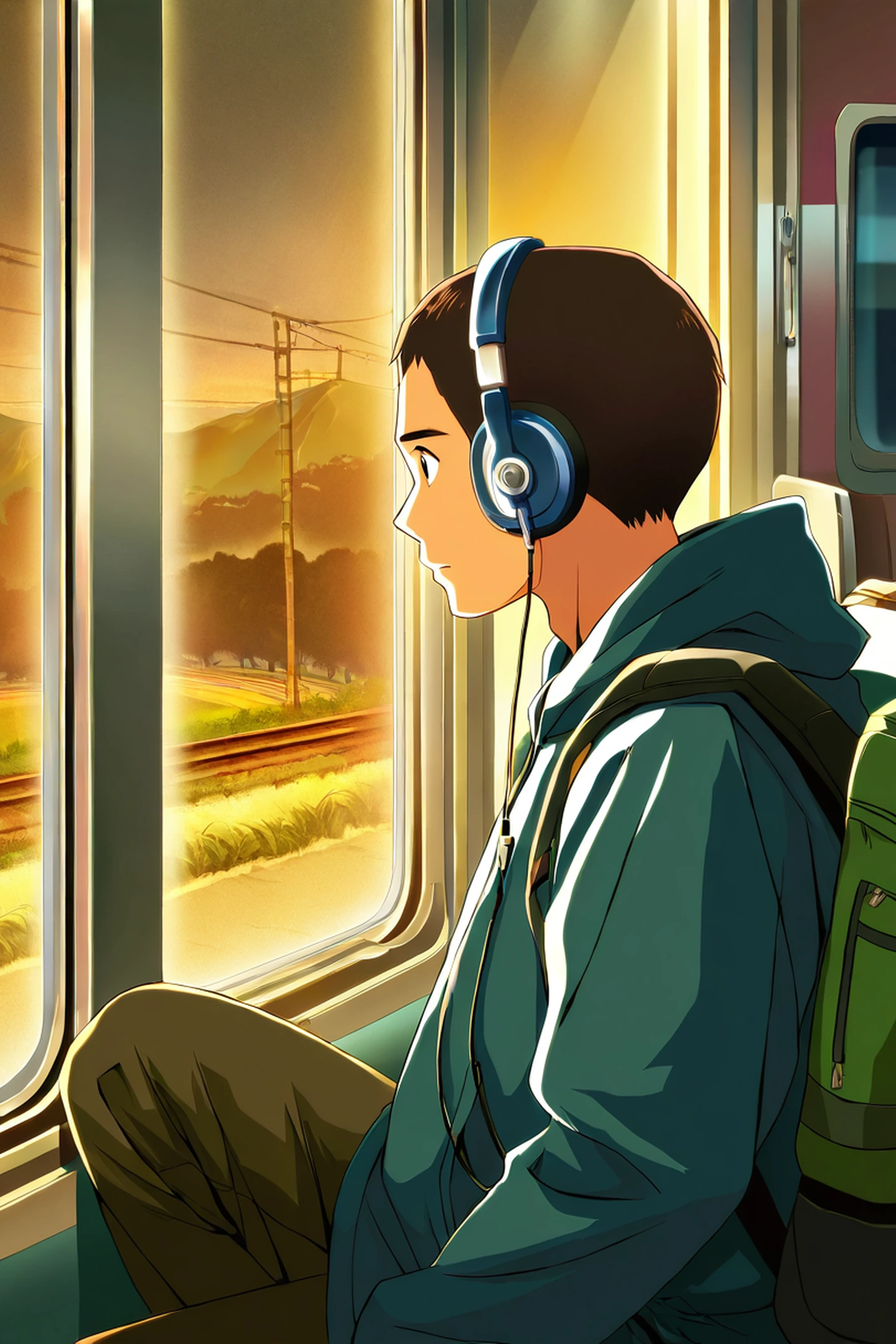 Boy Train Headphones lofi wallpaper