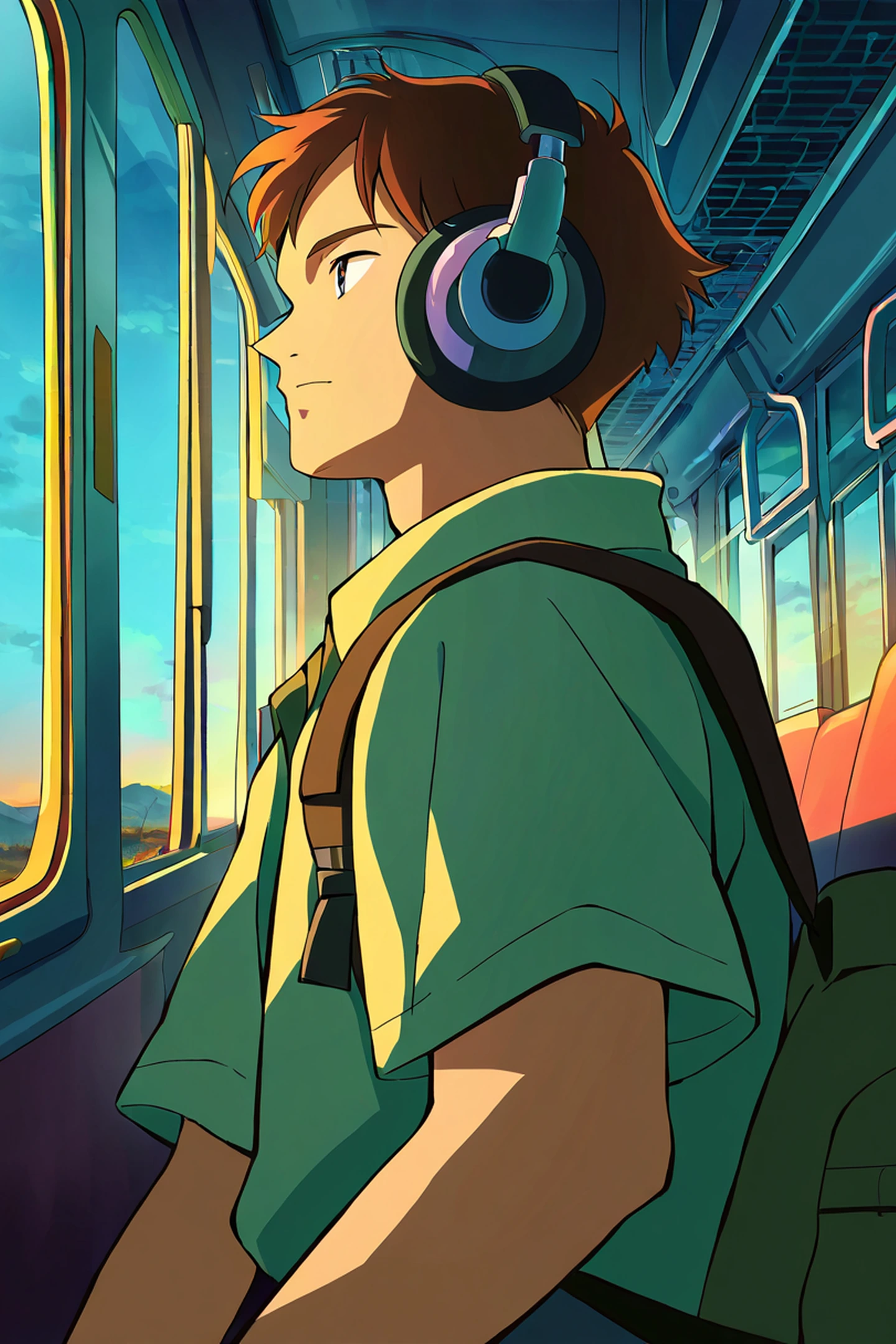 Boy Train Headphones lofi wallpaper