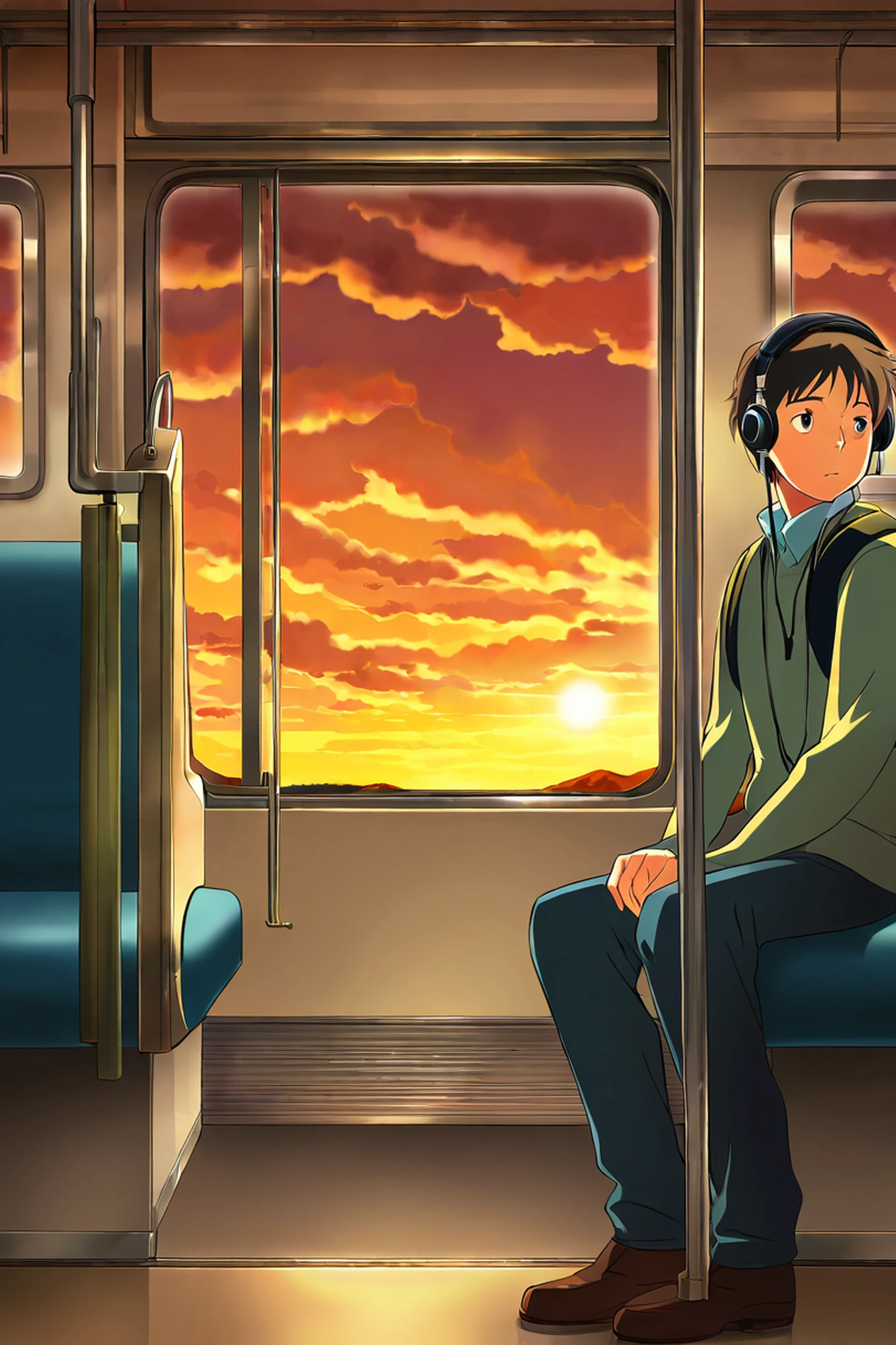 Boy Train Headphones lofi wallpaper