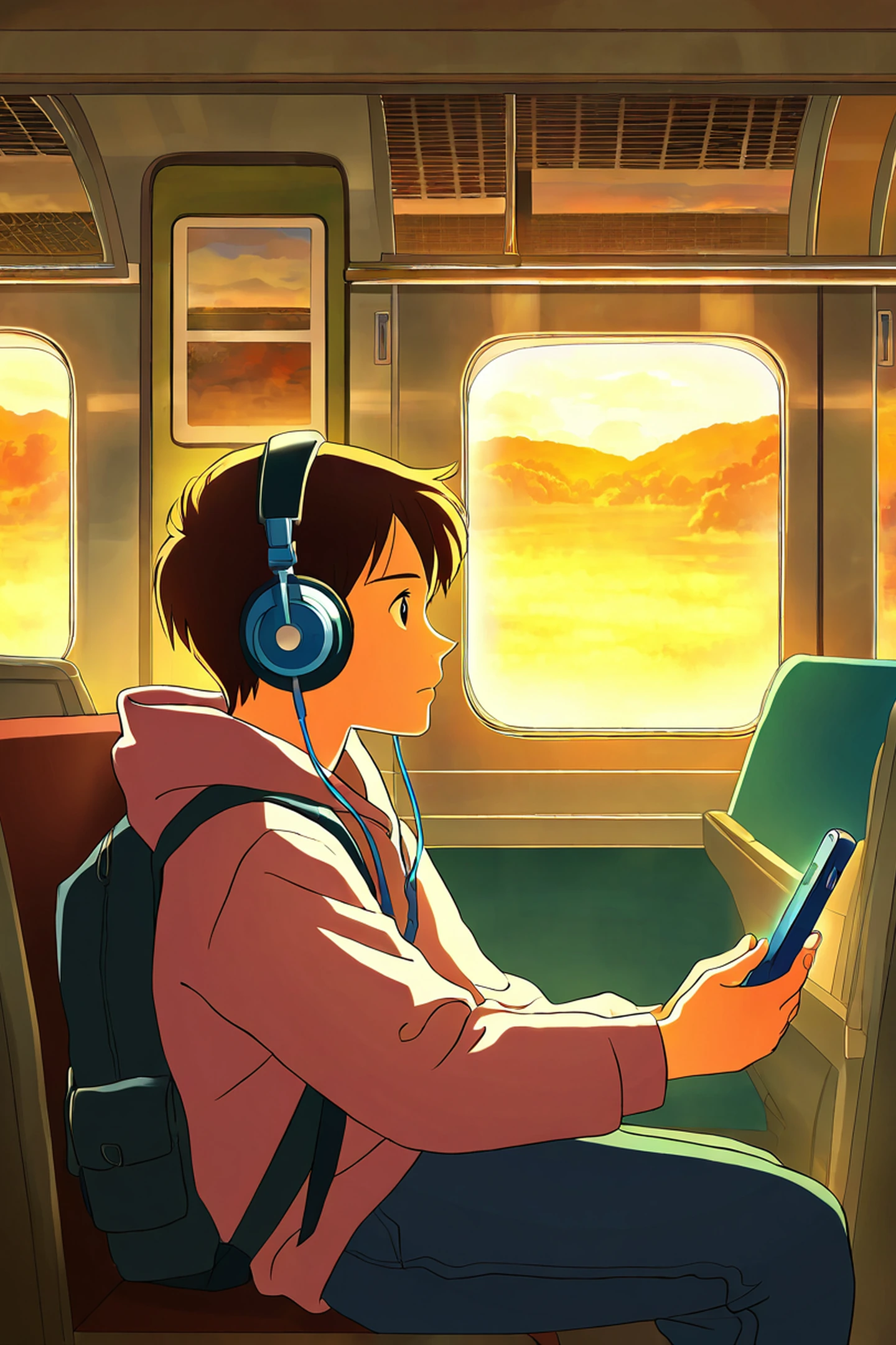 Boy Train Headphones lofi wallpaper