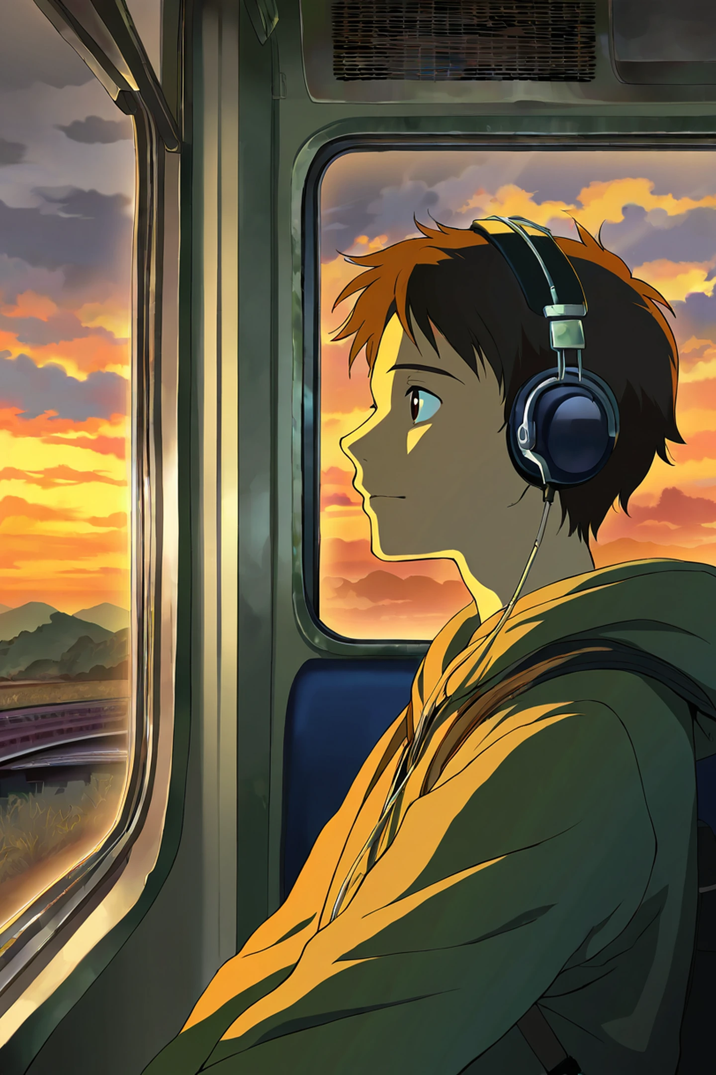 Boy Train Headphones lofi wallpaper