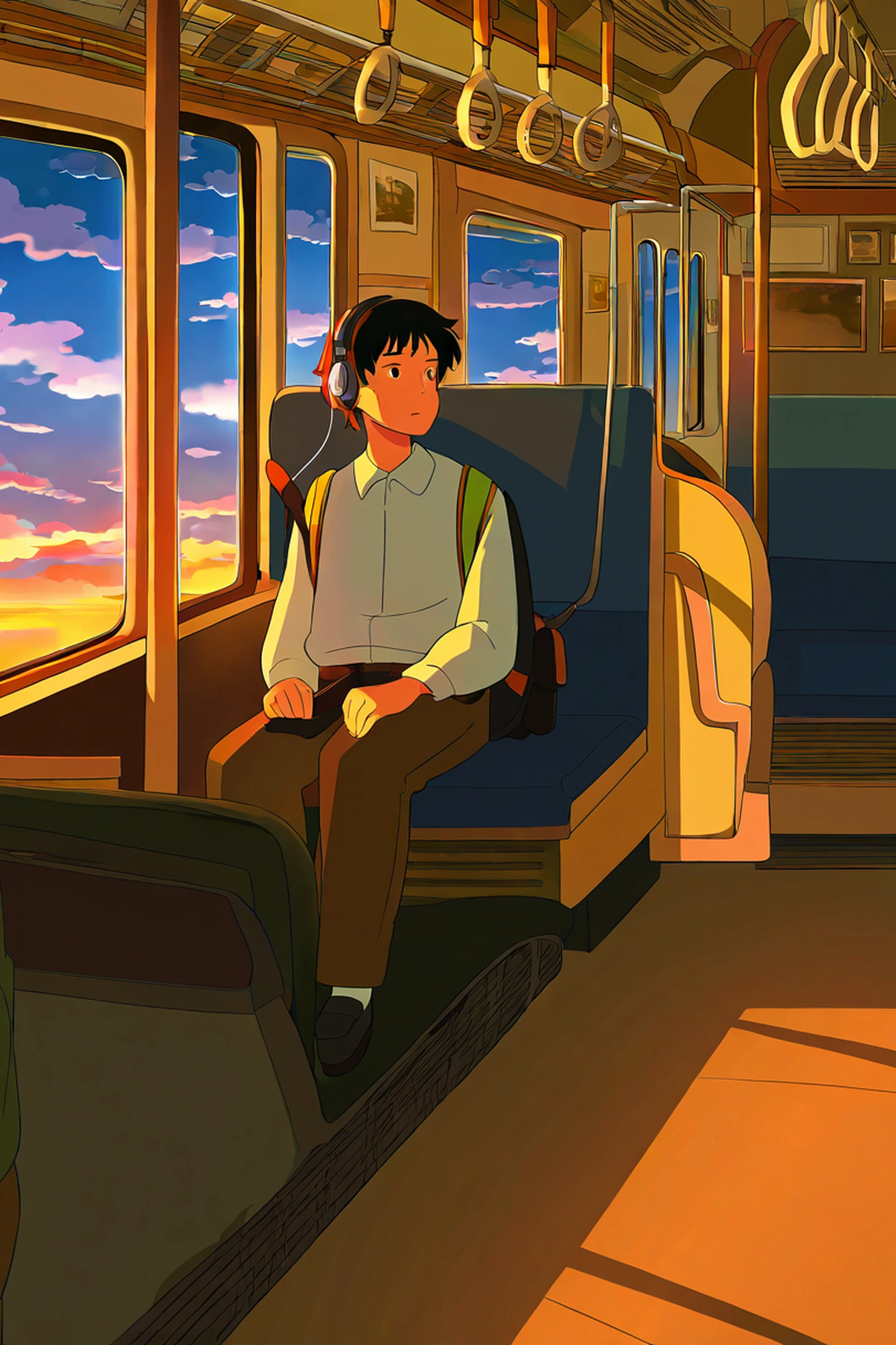 Boy Train Headphones lofi wallpaper