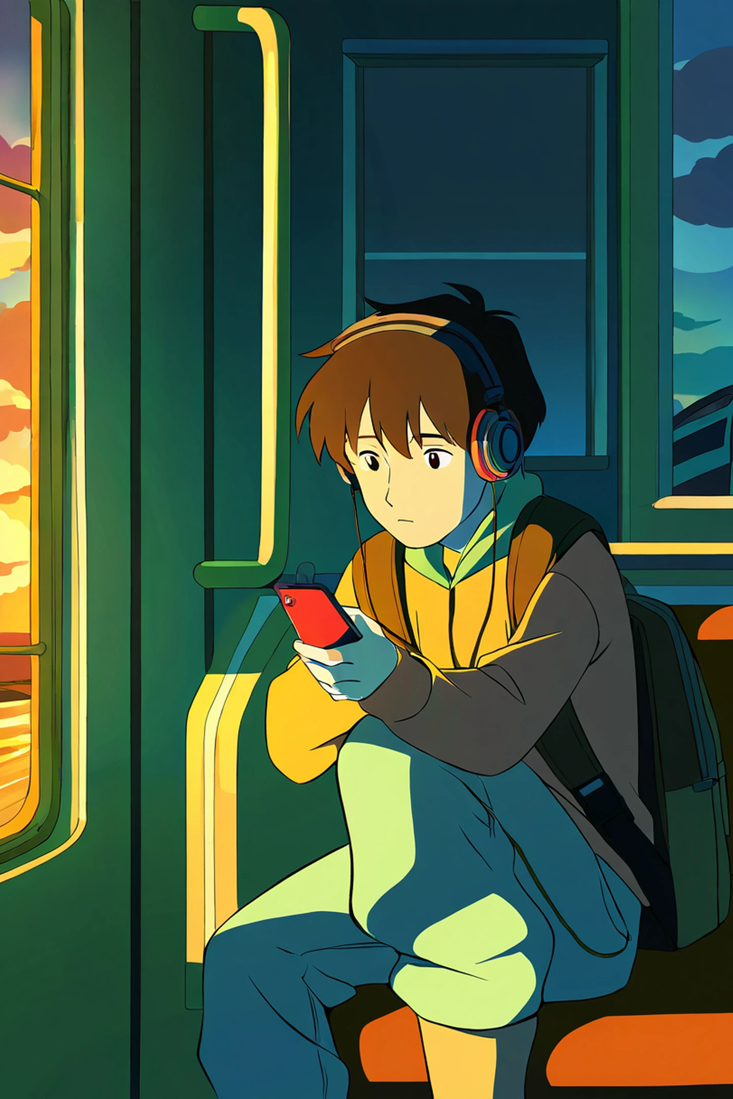 Boy Train Headphones lofi wallpaper