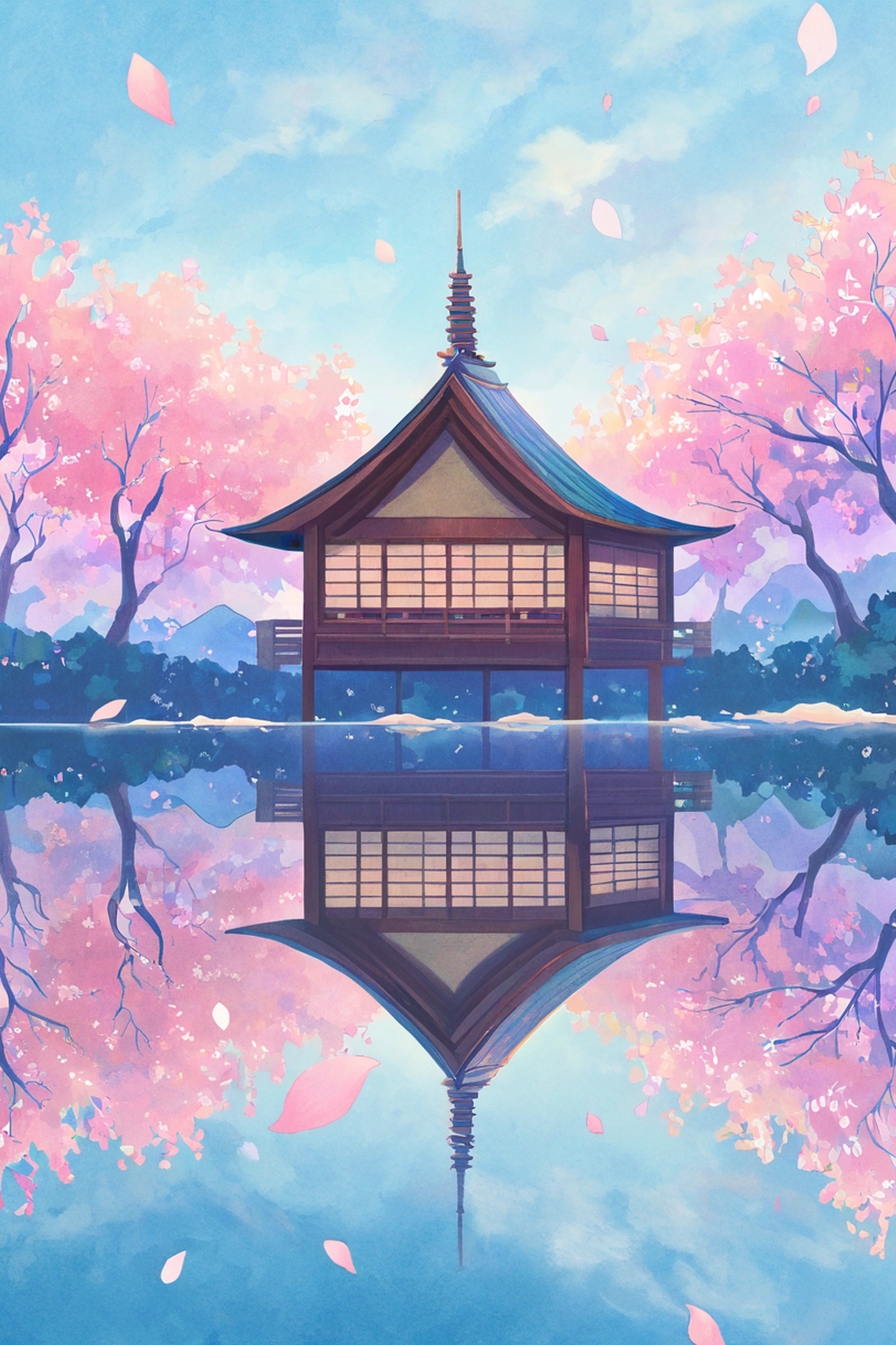 cherry blossom path lofi wallpaper