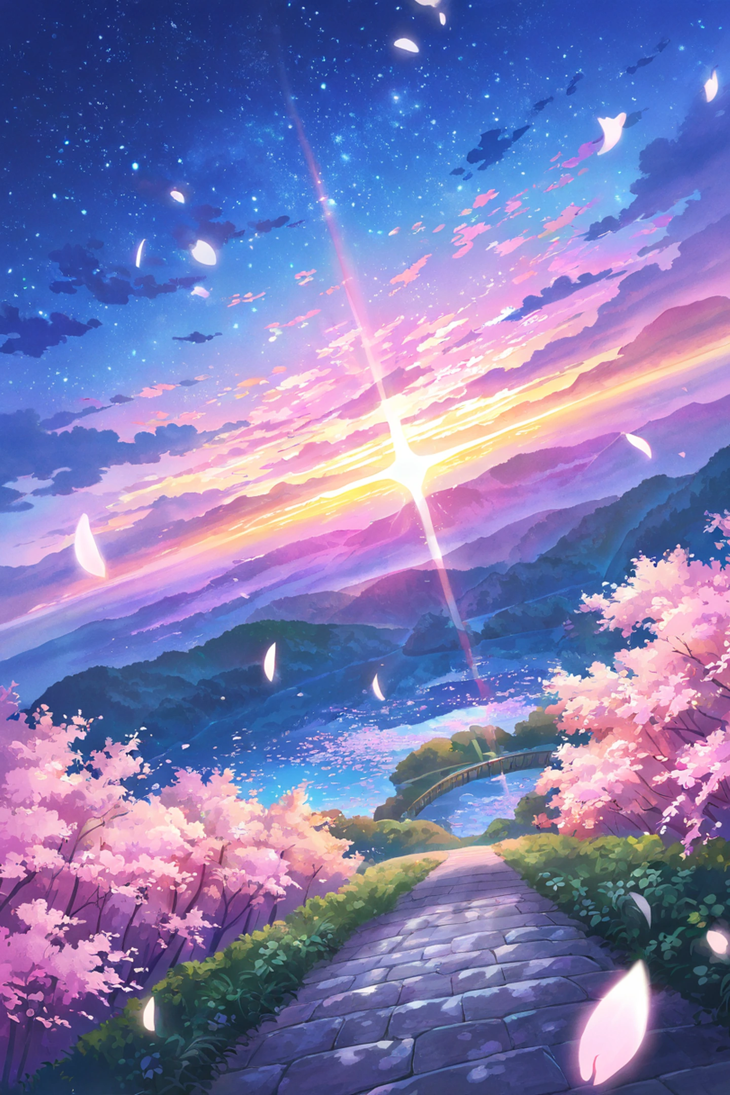 cherry blossom path lofi wallpaper