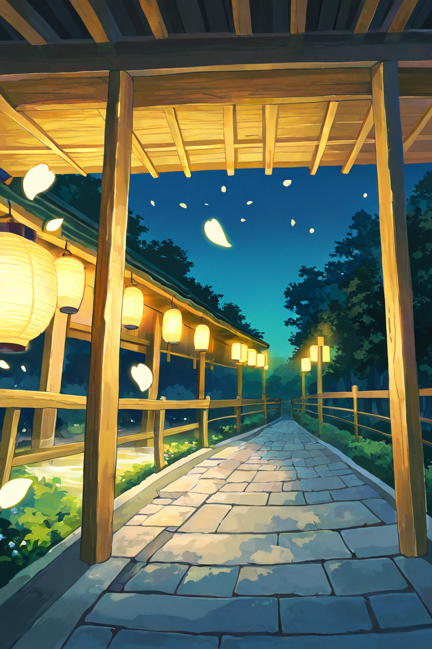 cherry blossom path lofi wallpaper