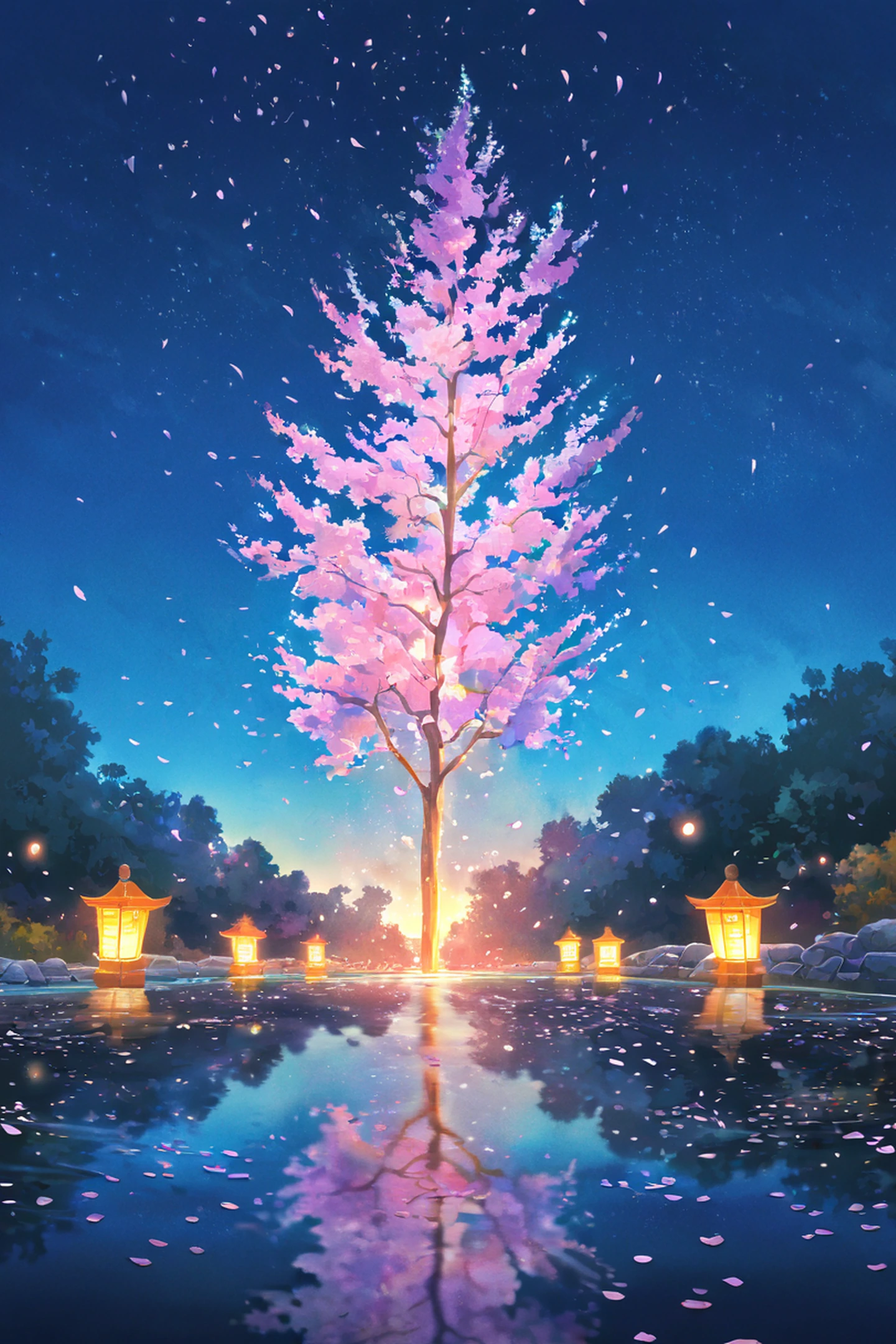 cherry blossom path lofi wallpaper