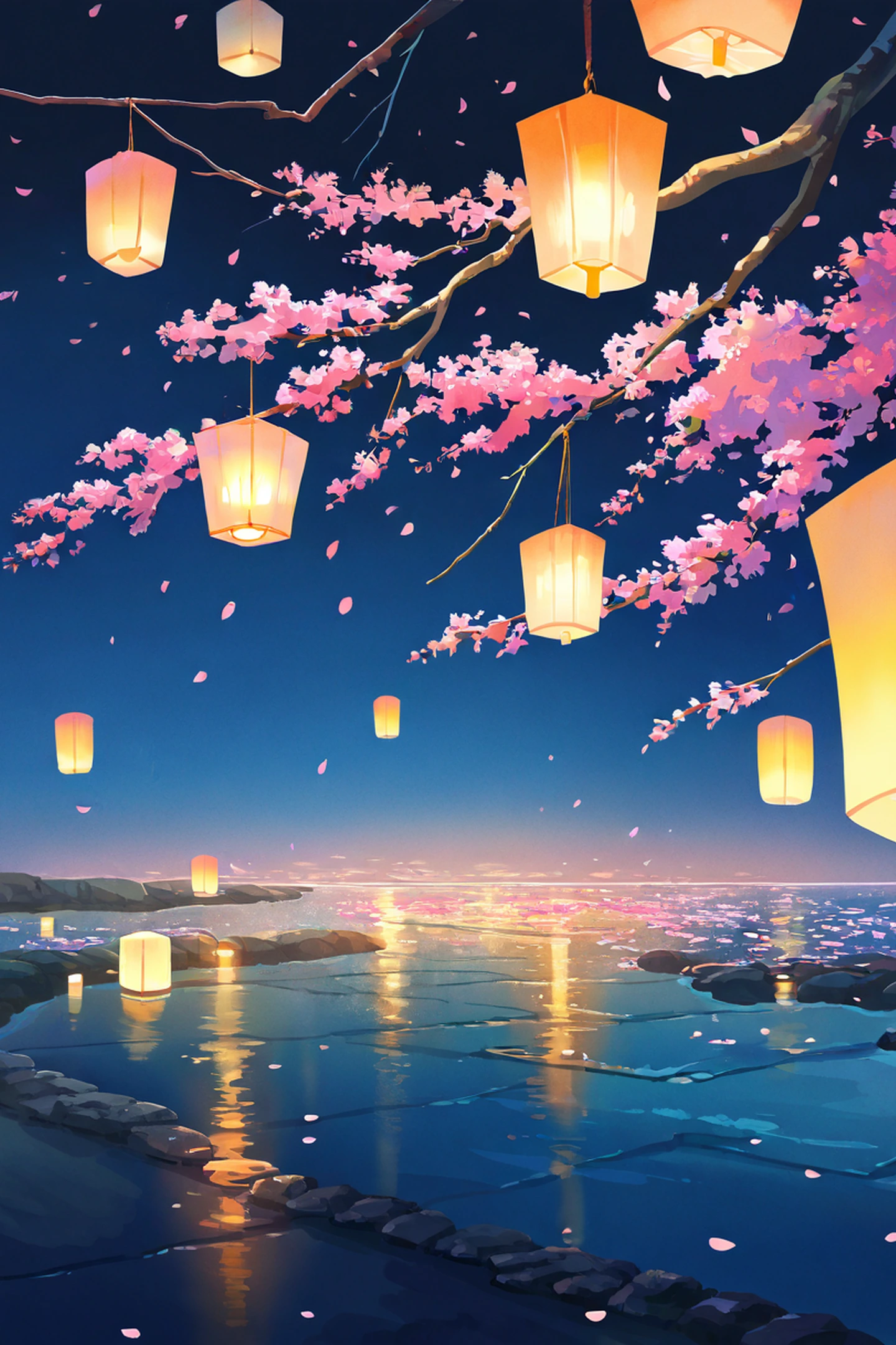 cherry blossom path lofi wallpaper