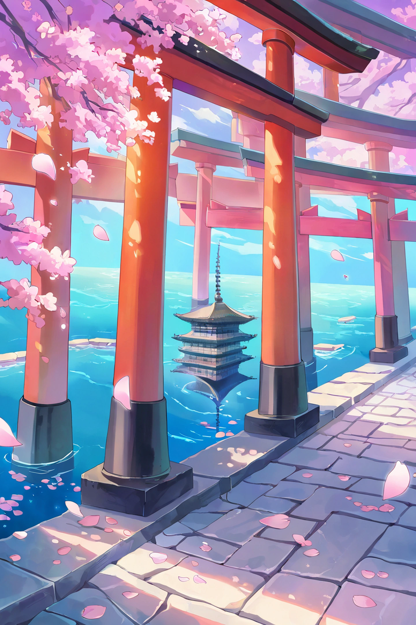cherry blossom path lofi wallpaper