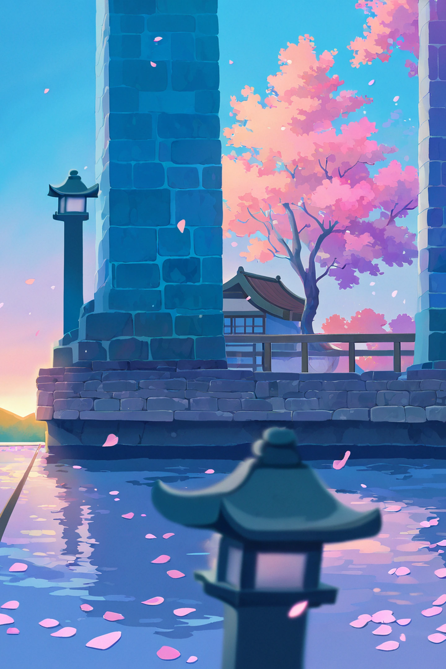 cherry blossom path lofi wallpaper