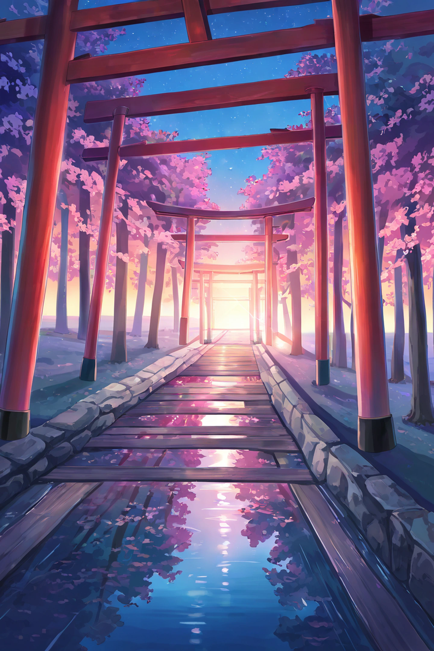 cherry blossom path lofi wallpaper