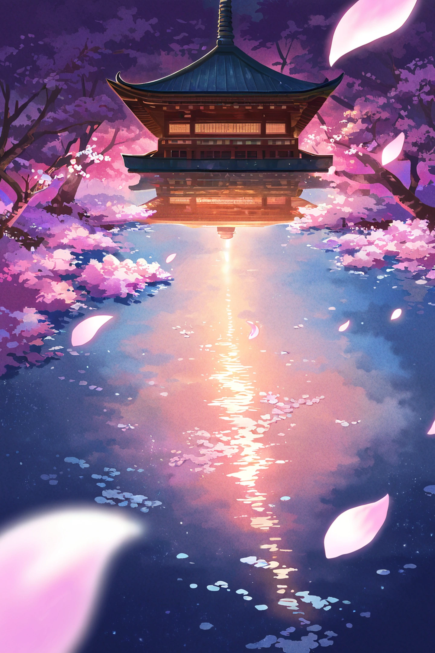 cherry blossom path lofi wallpaper