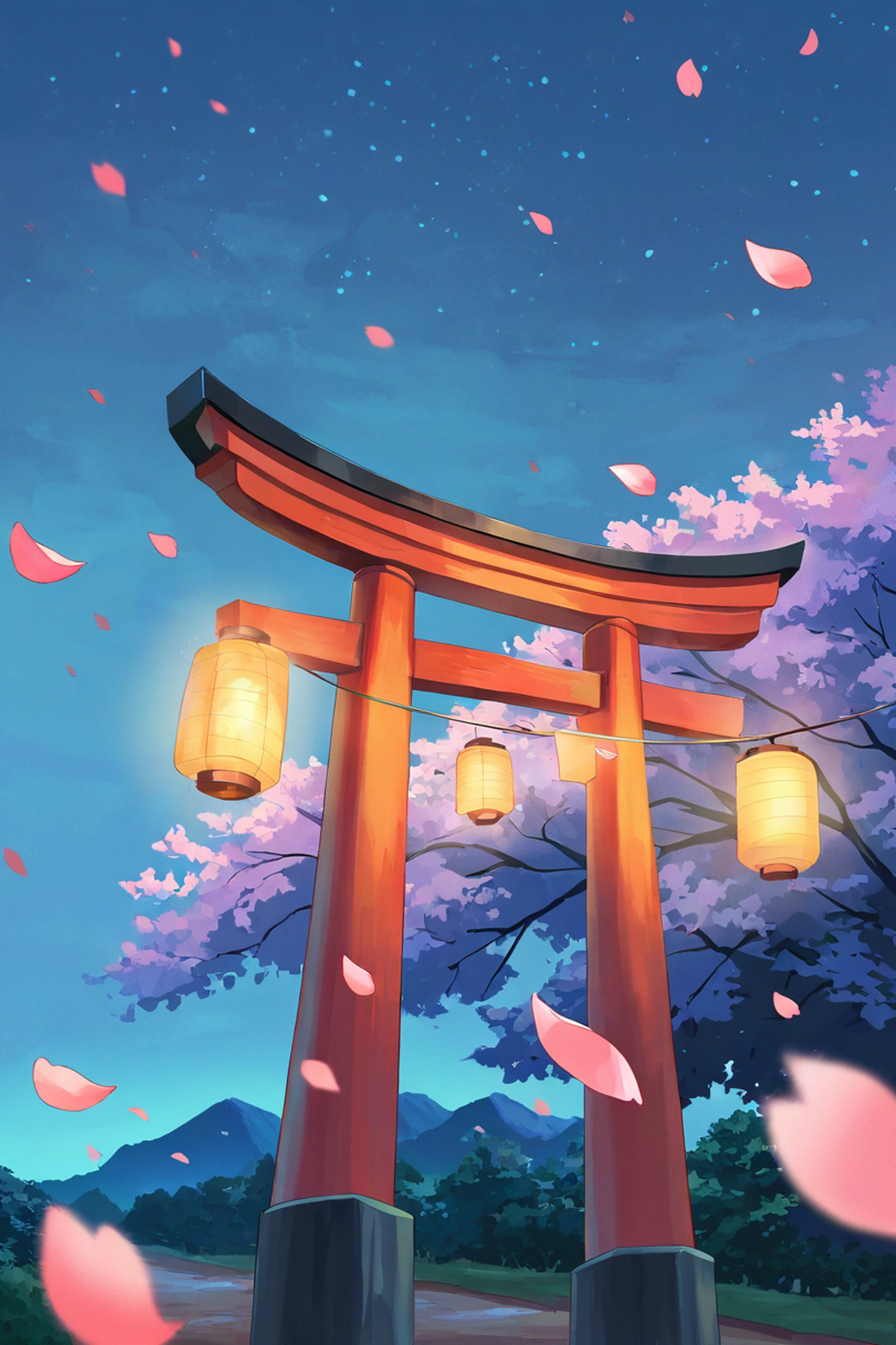 cherry blossom path lofi wallpaper