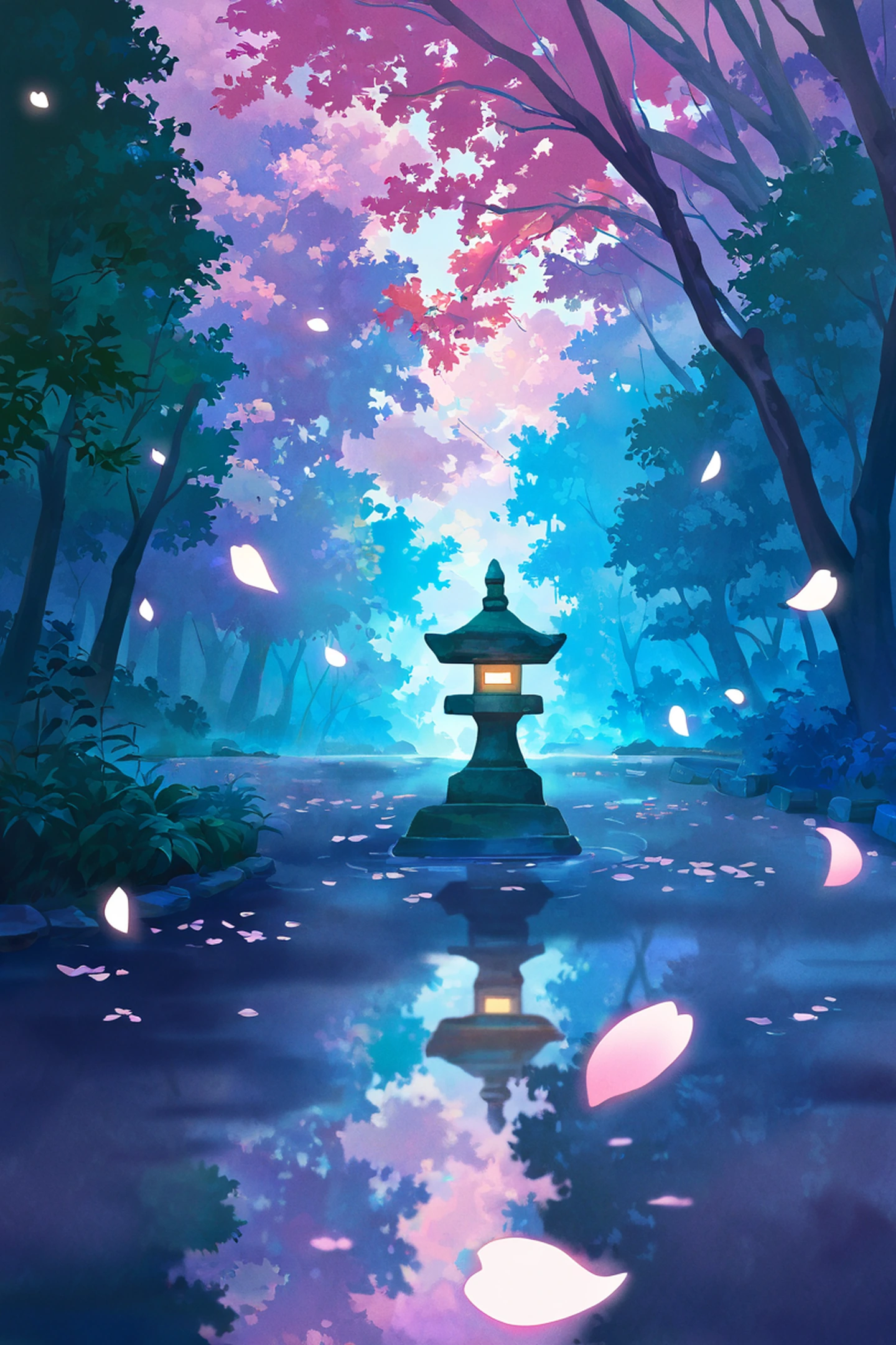 cherry blossom path lofi wallpaper