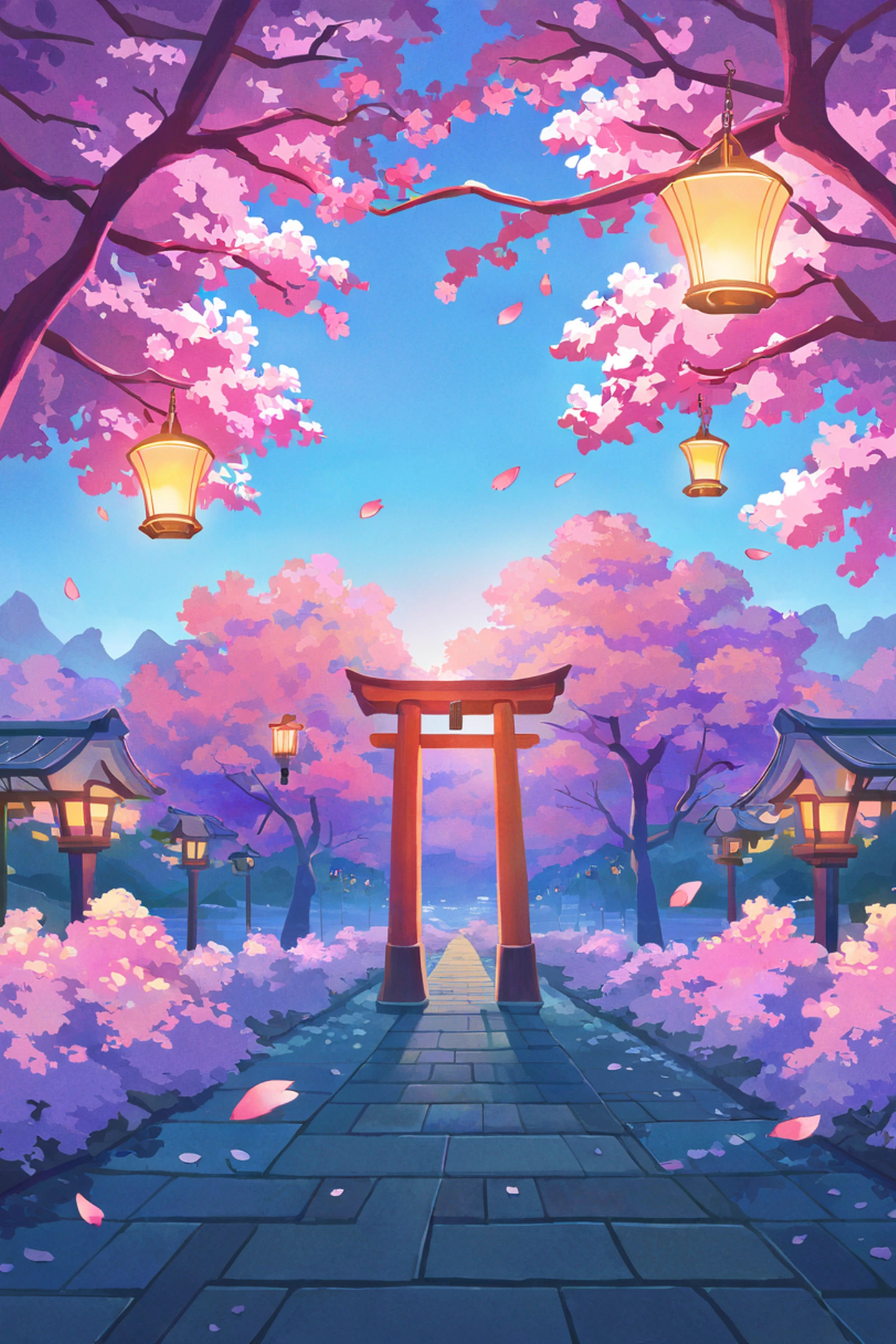 cherry blossom path lofi wallpaper
