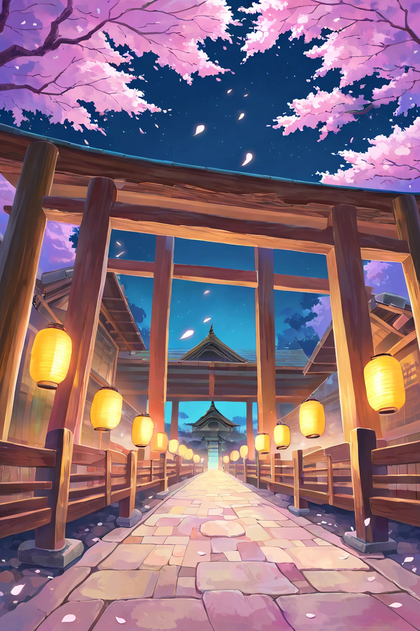 cherry blossom path lofi wallpaper