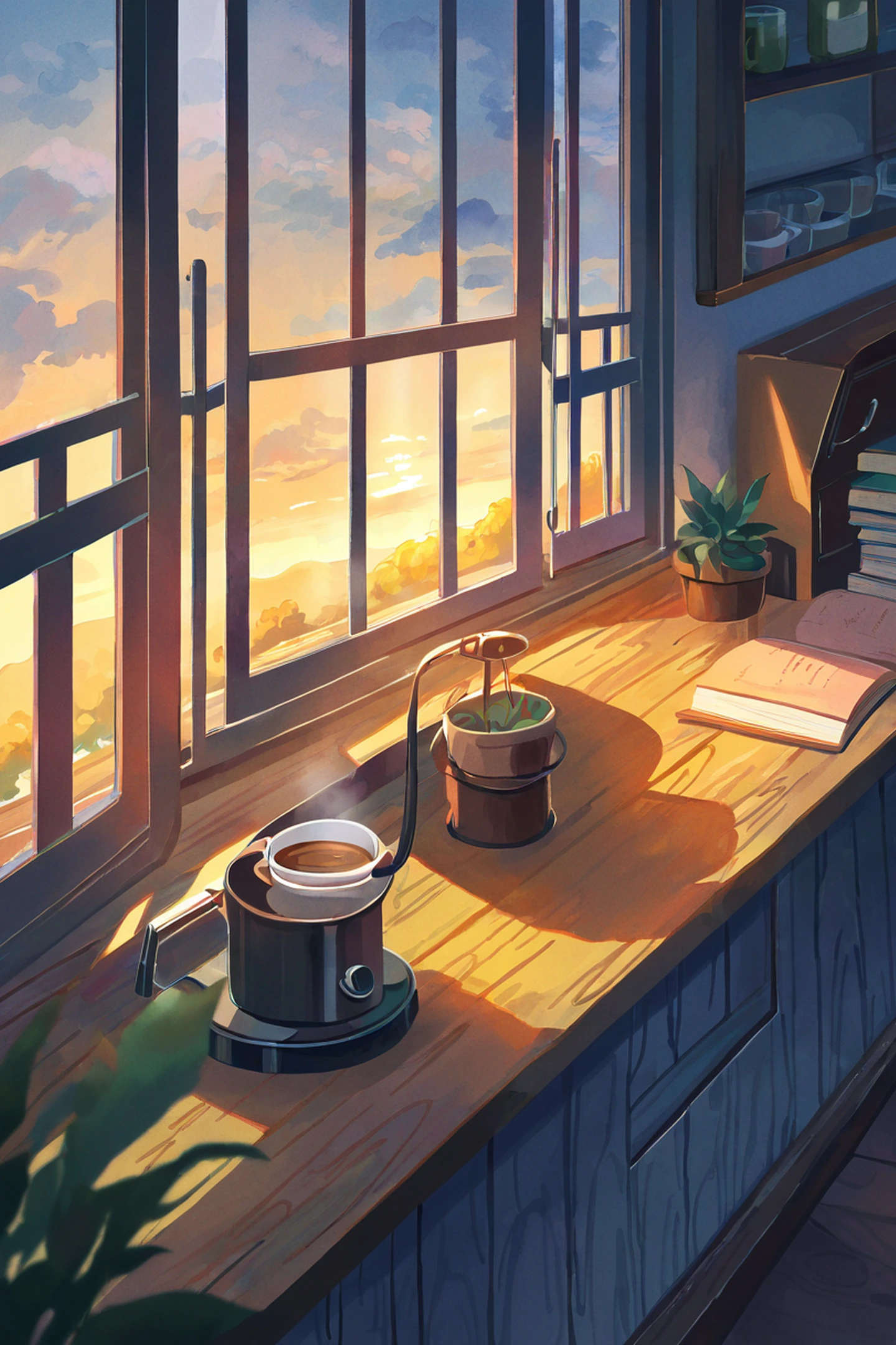 Coffee Shop Morning variant — Japanese aesthetic lofi wallpaper Phone Pinterest Vertical