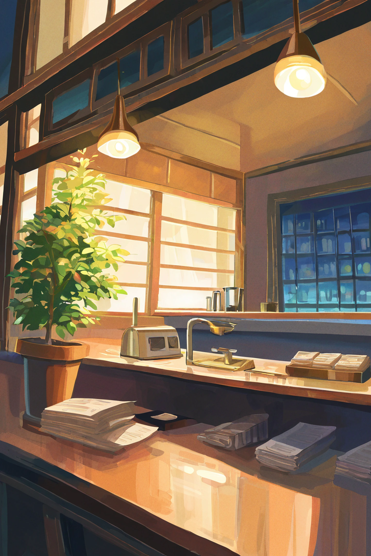 Coffee Shop Morning lofi wallpaper