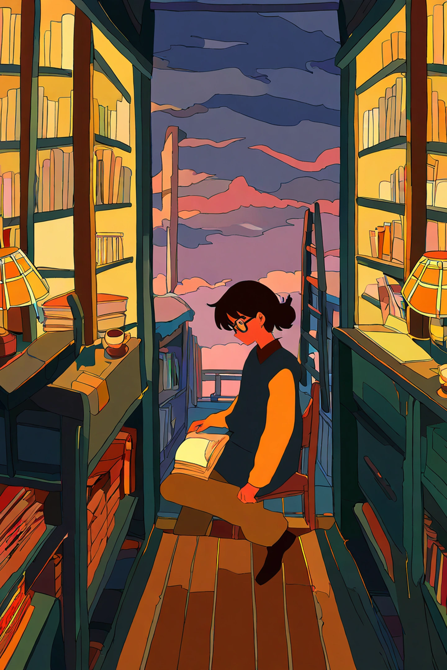 Cozy Bookshop lofi wallpaper