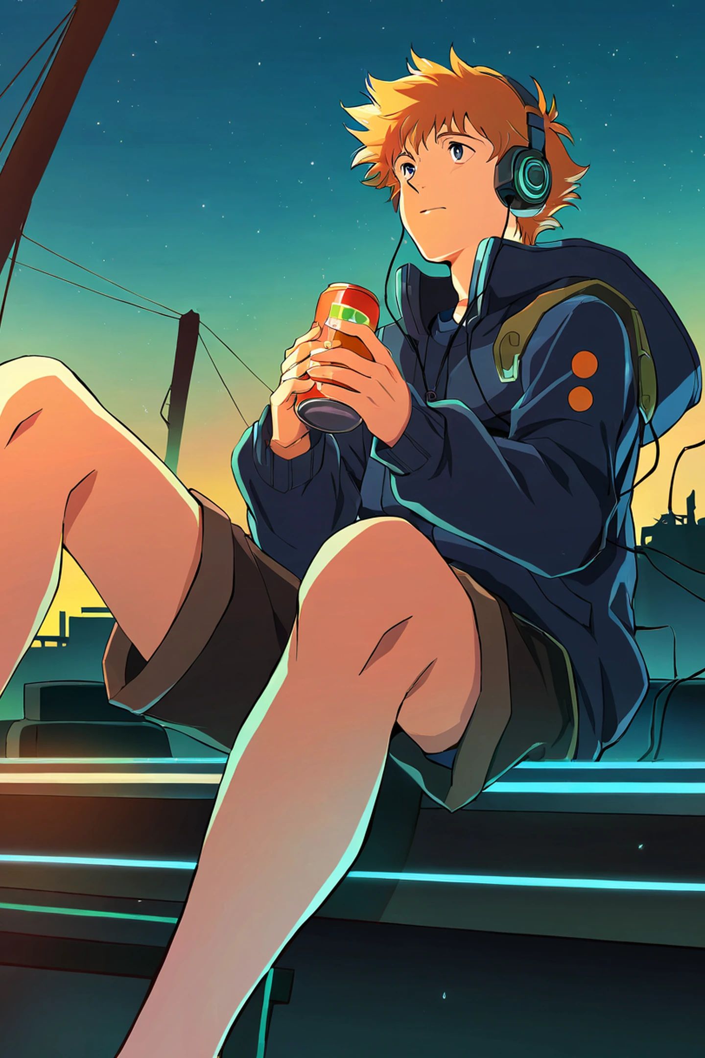 Cyberpunk Boy Rooftop lofi wallpaper