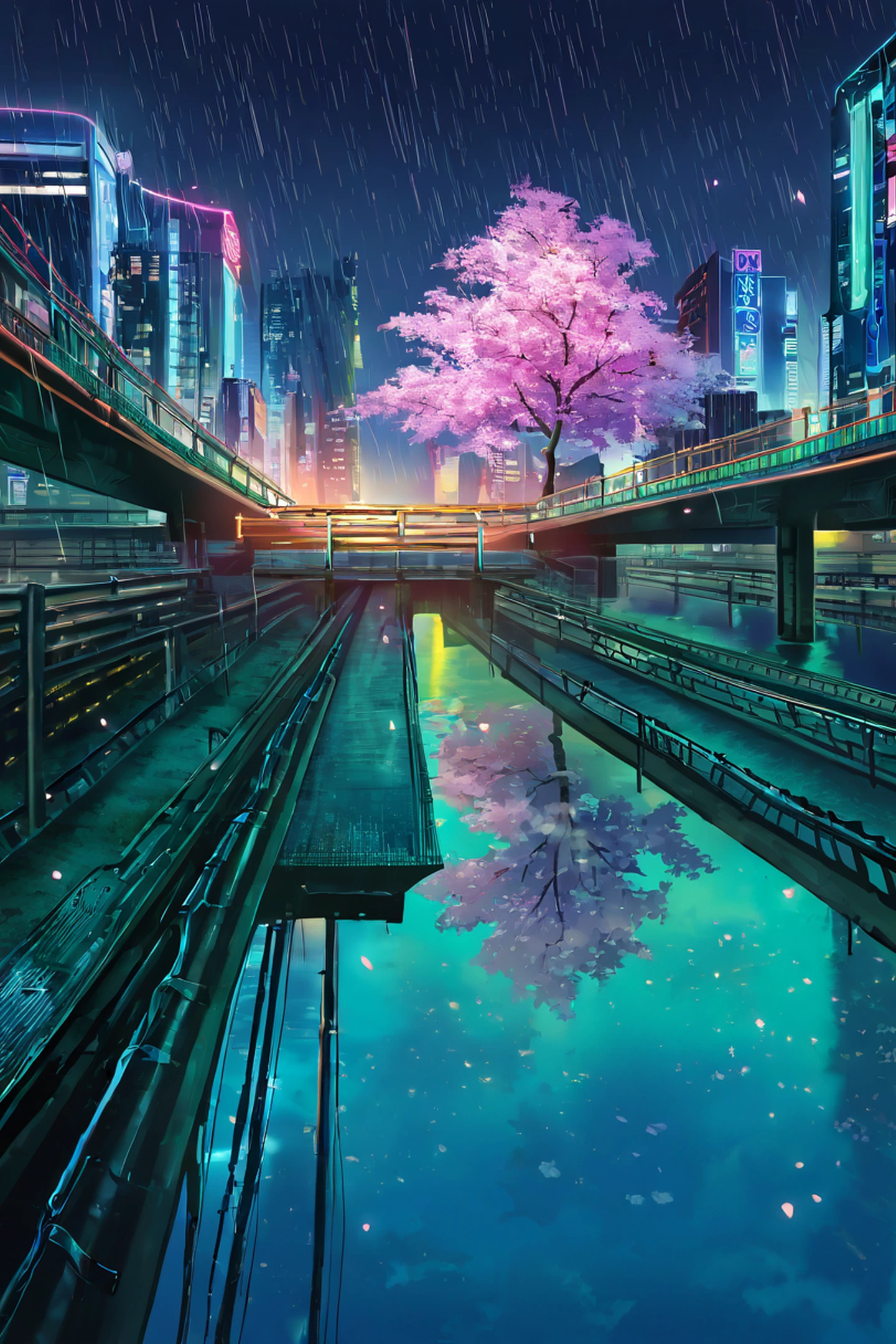 cyberpunk bridge lofi wallpaper