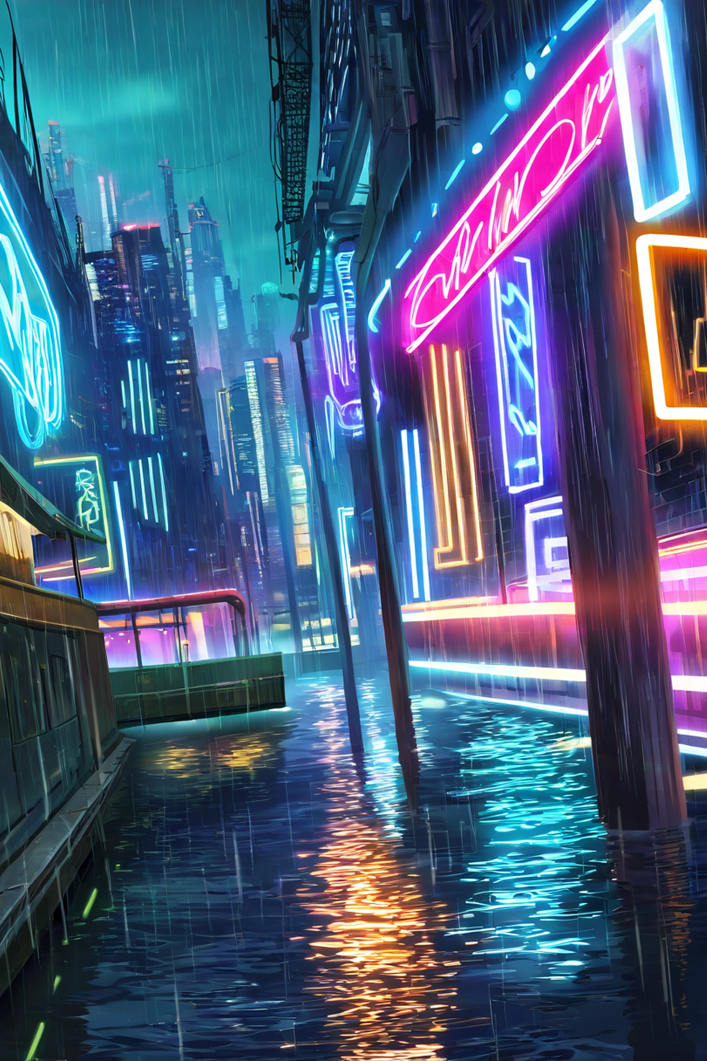 Cyberpunk Bridge lofi wallpaper