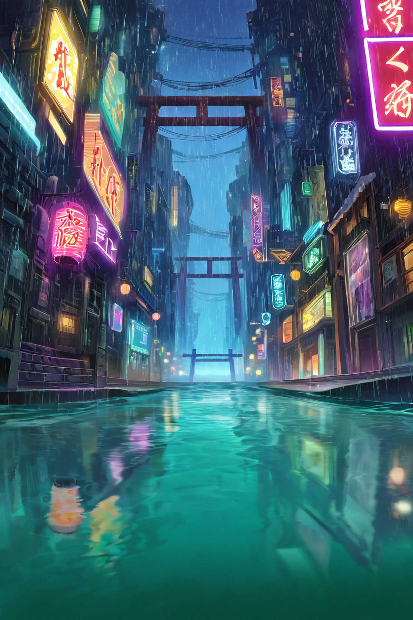Cyberpunk Bridge lofi wallpaper