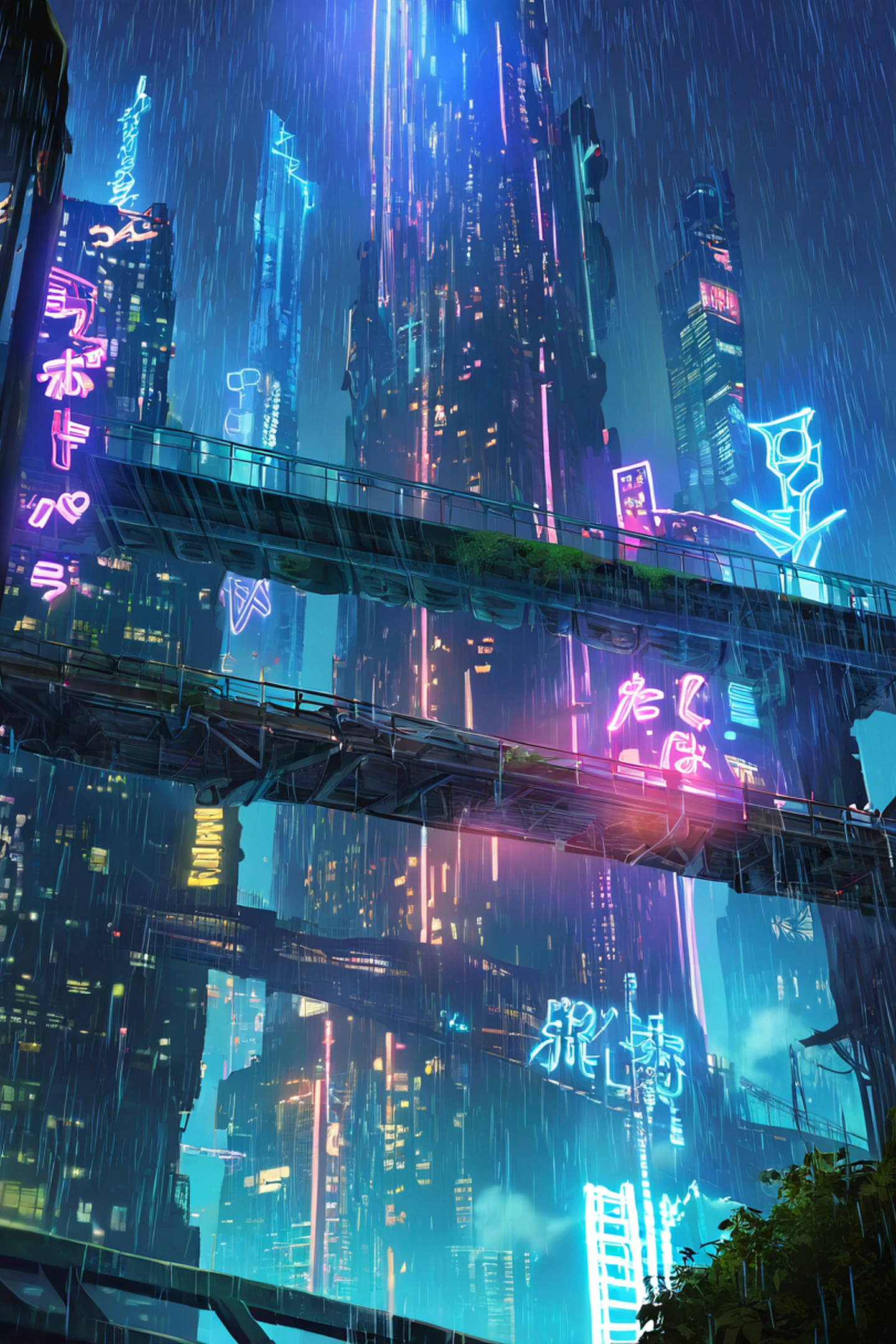 cyberpunk bridge lofi wallpaper