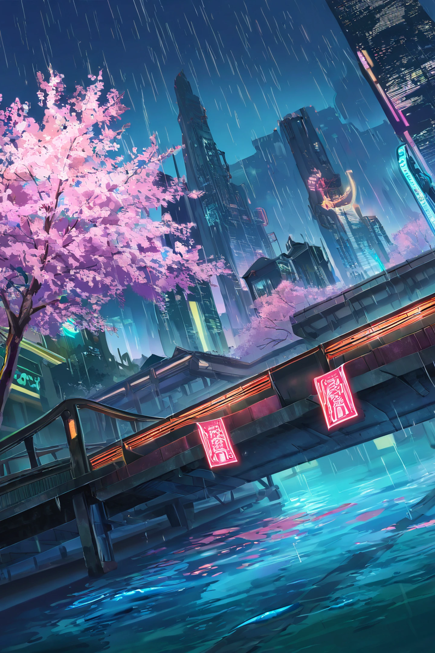 Cyberpunk Bridge lofi wallpaper