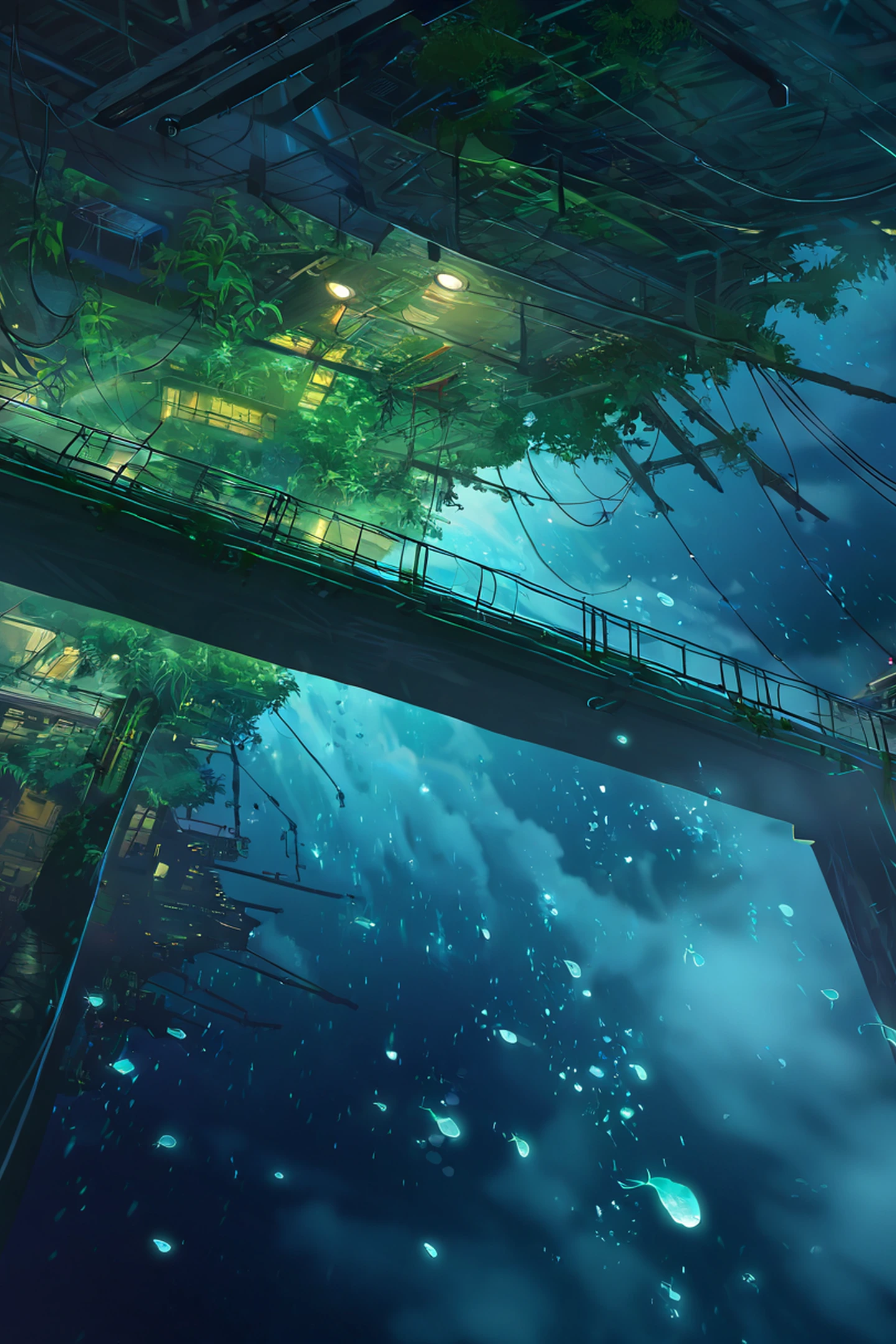 cyberpunk bridge lofi wallpaper